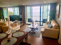 The stylish, comfortable living area.