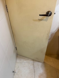 The door in the restroom did not close and was just filthy.