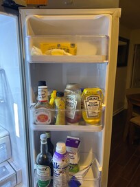 Leftover and used food in refrigerator