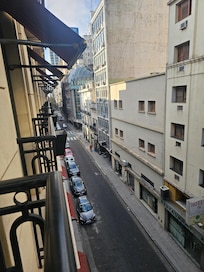 Balcony view of street.