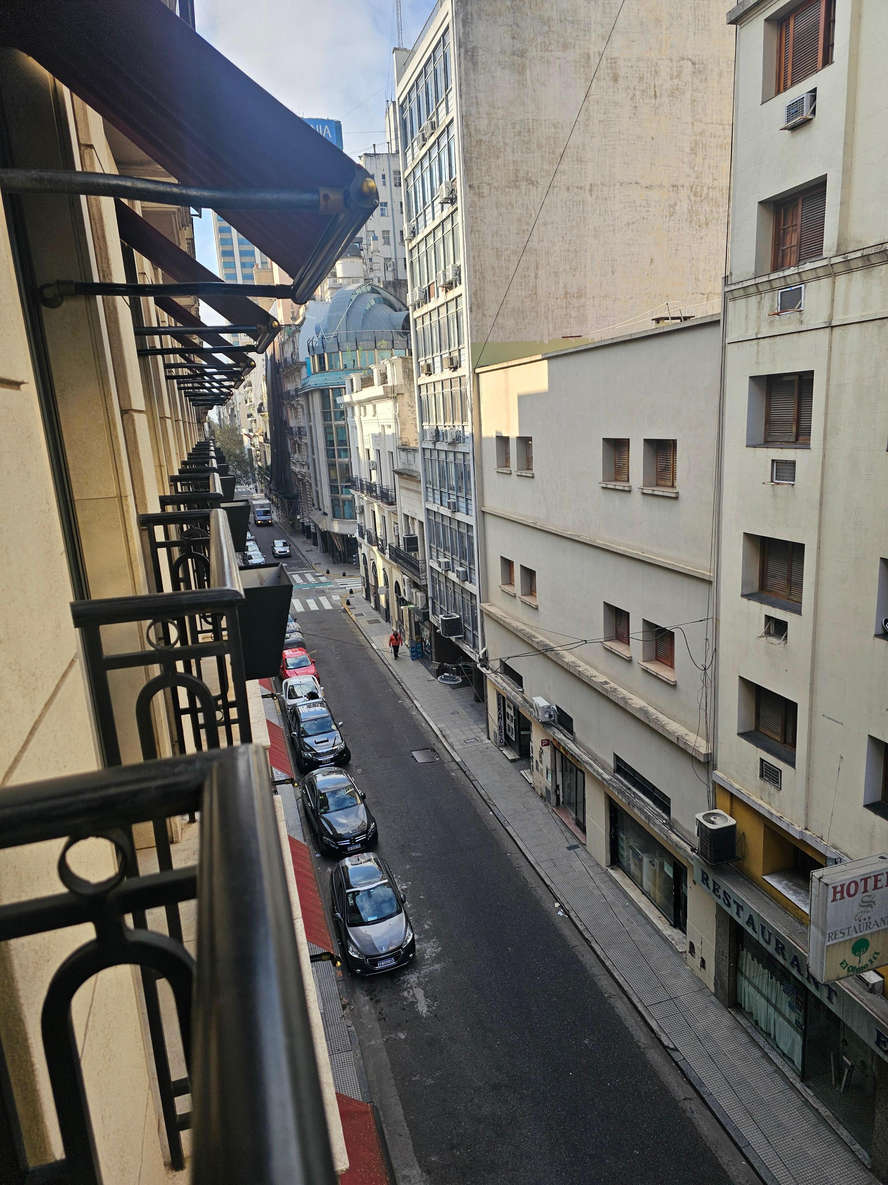 Balcony view of street.