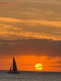 Sunset at beach within walking distance