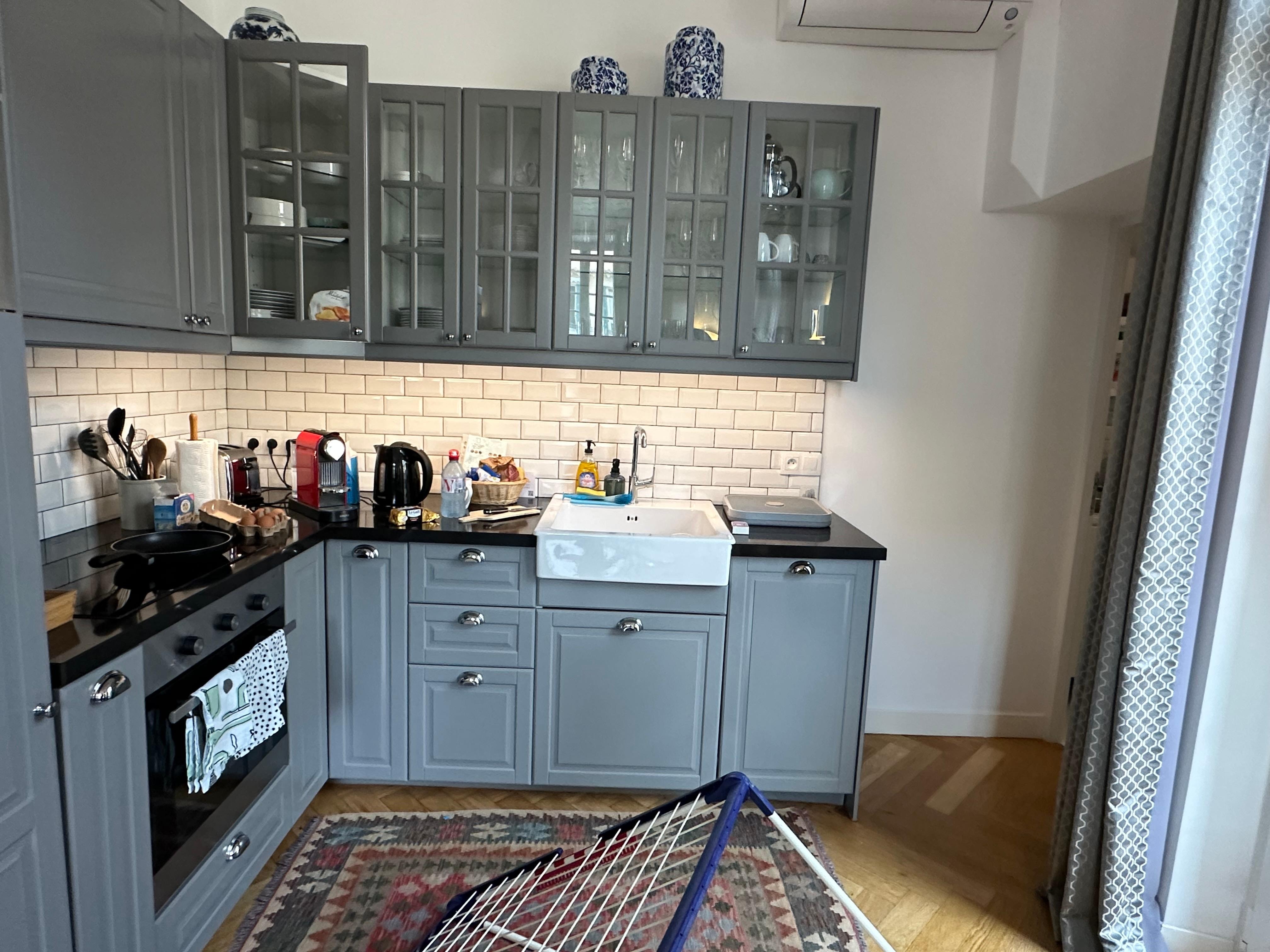 Kitchen is new and well-stocked with everything, including spices.