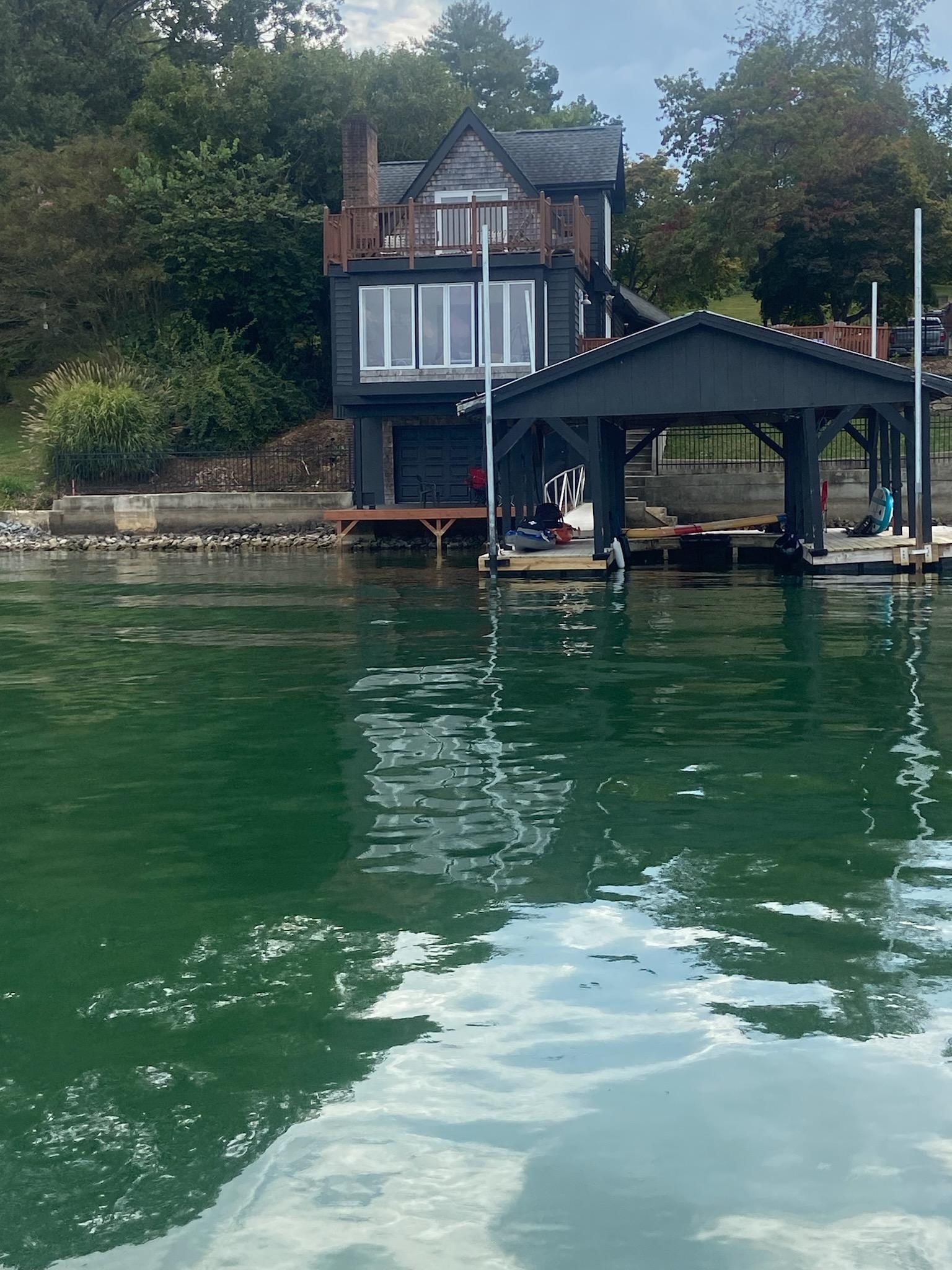 The house and dock from the lake.