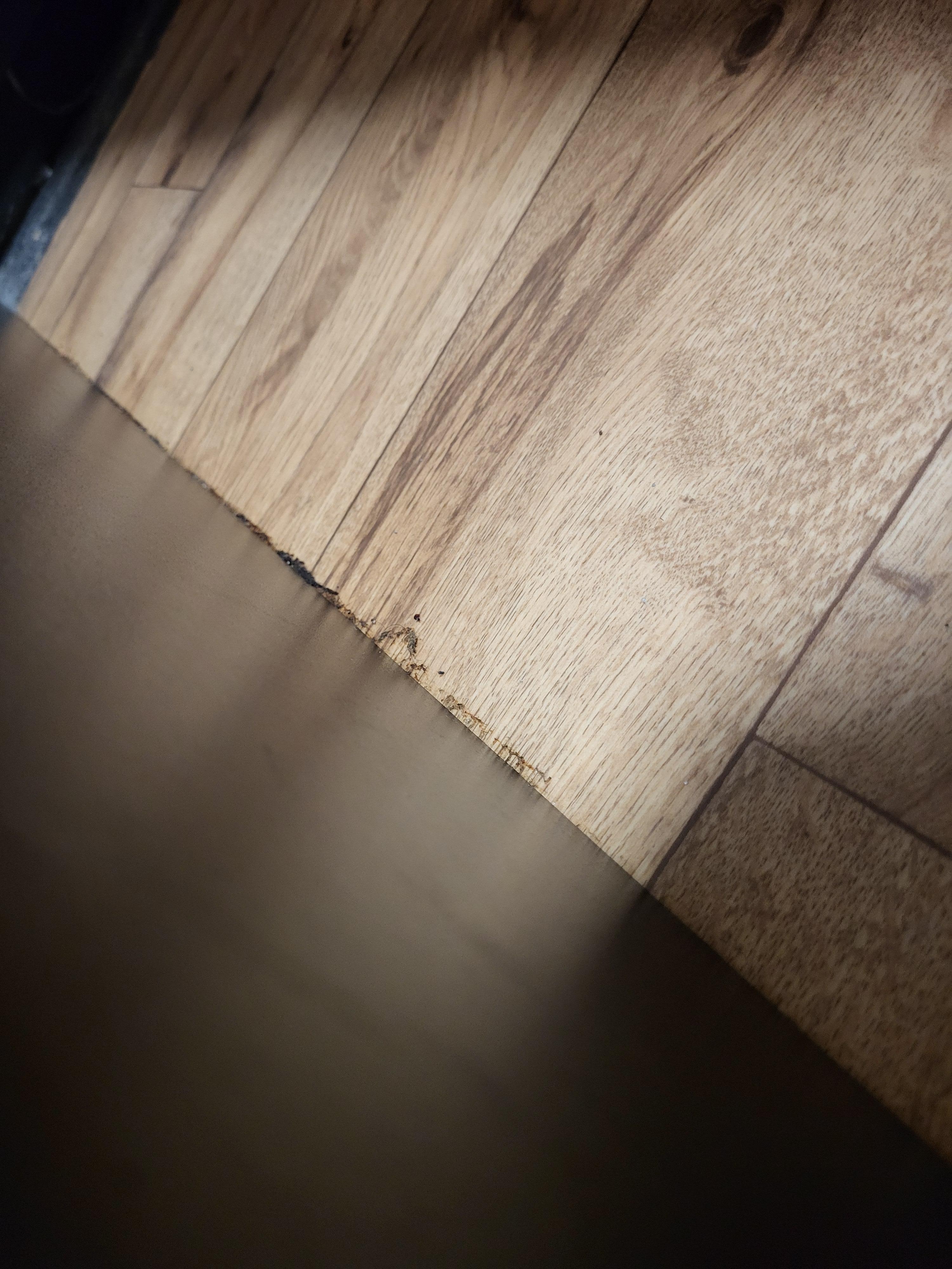 Something spilled along the bed and the gunk was never cleaned