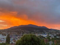 Beautiful view of Mt Wellington in the evening