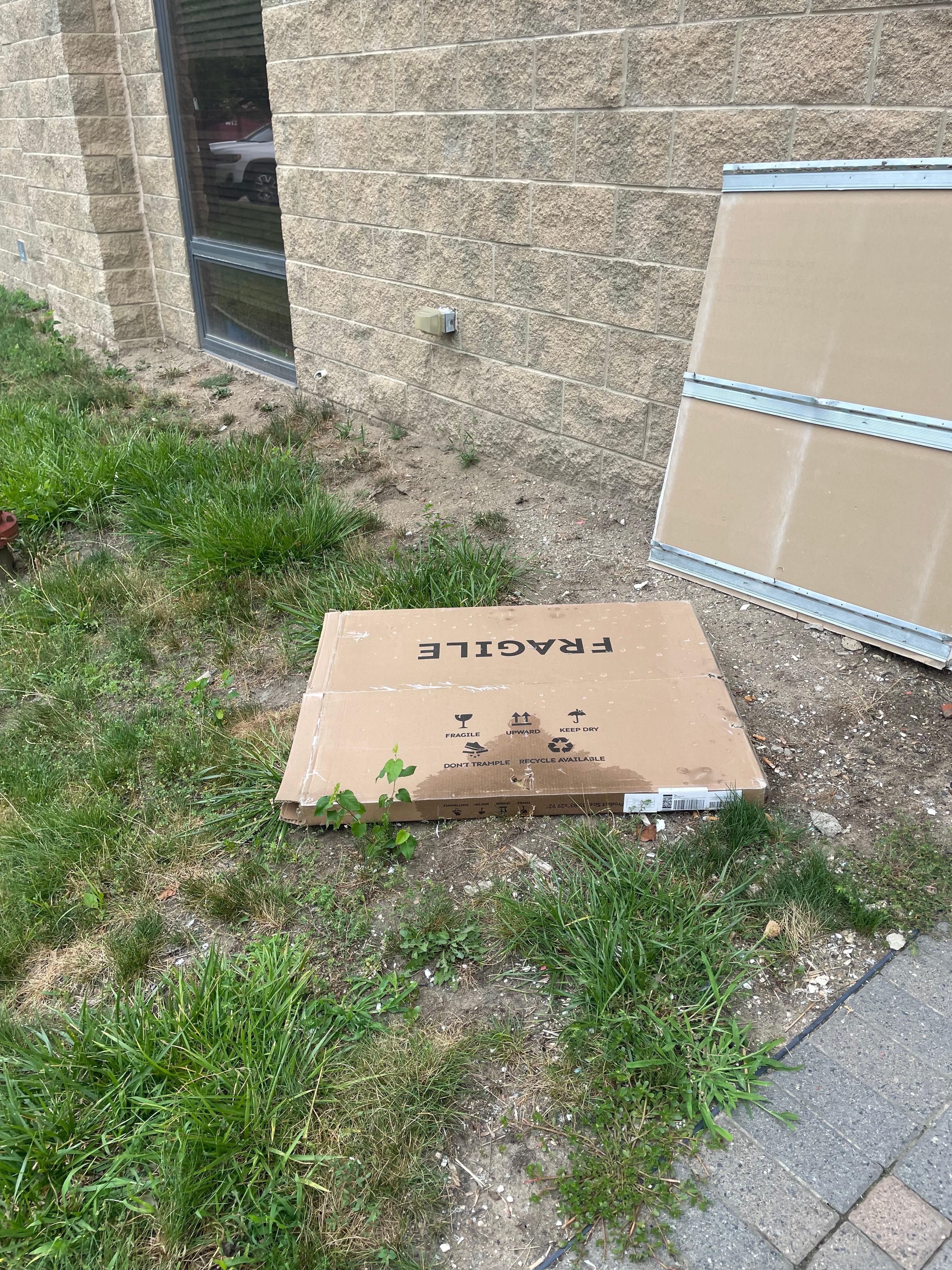 Outside the temporary entrance 