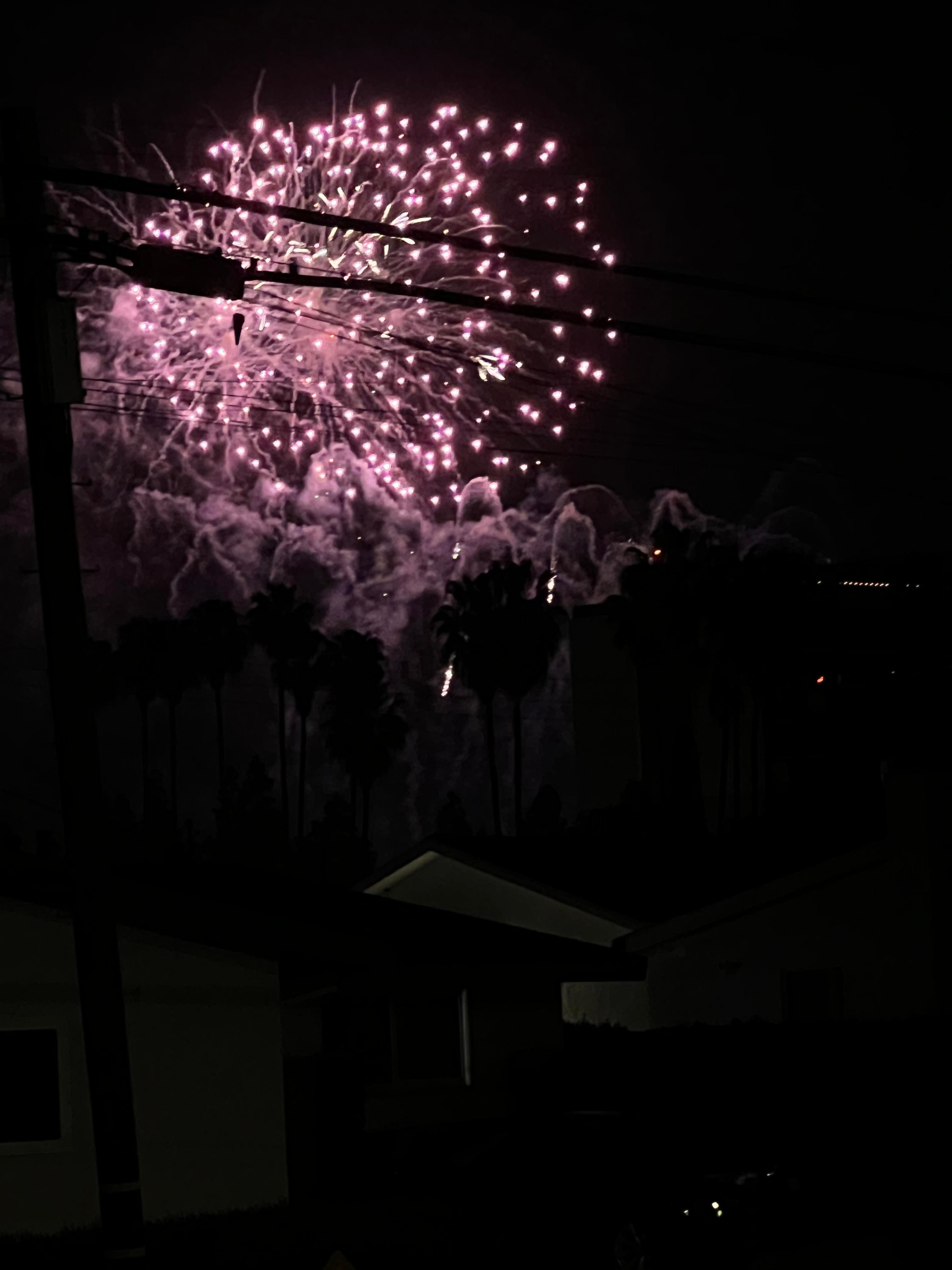 View of fireworks from porch 