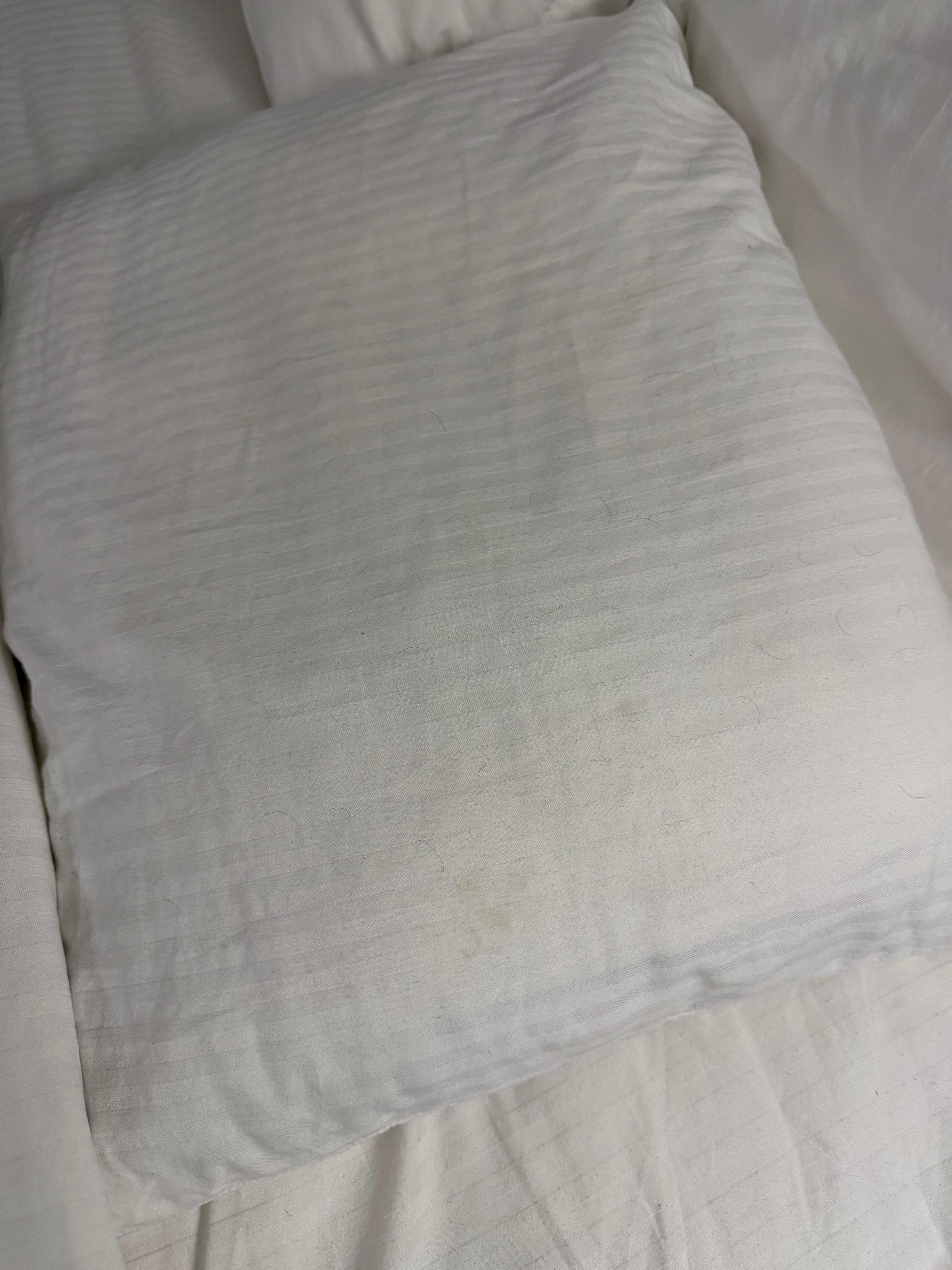 Dirty pillow case with hair from the previous guest 