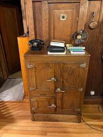 Actual ice box before fridges but now used for storage:)