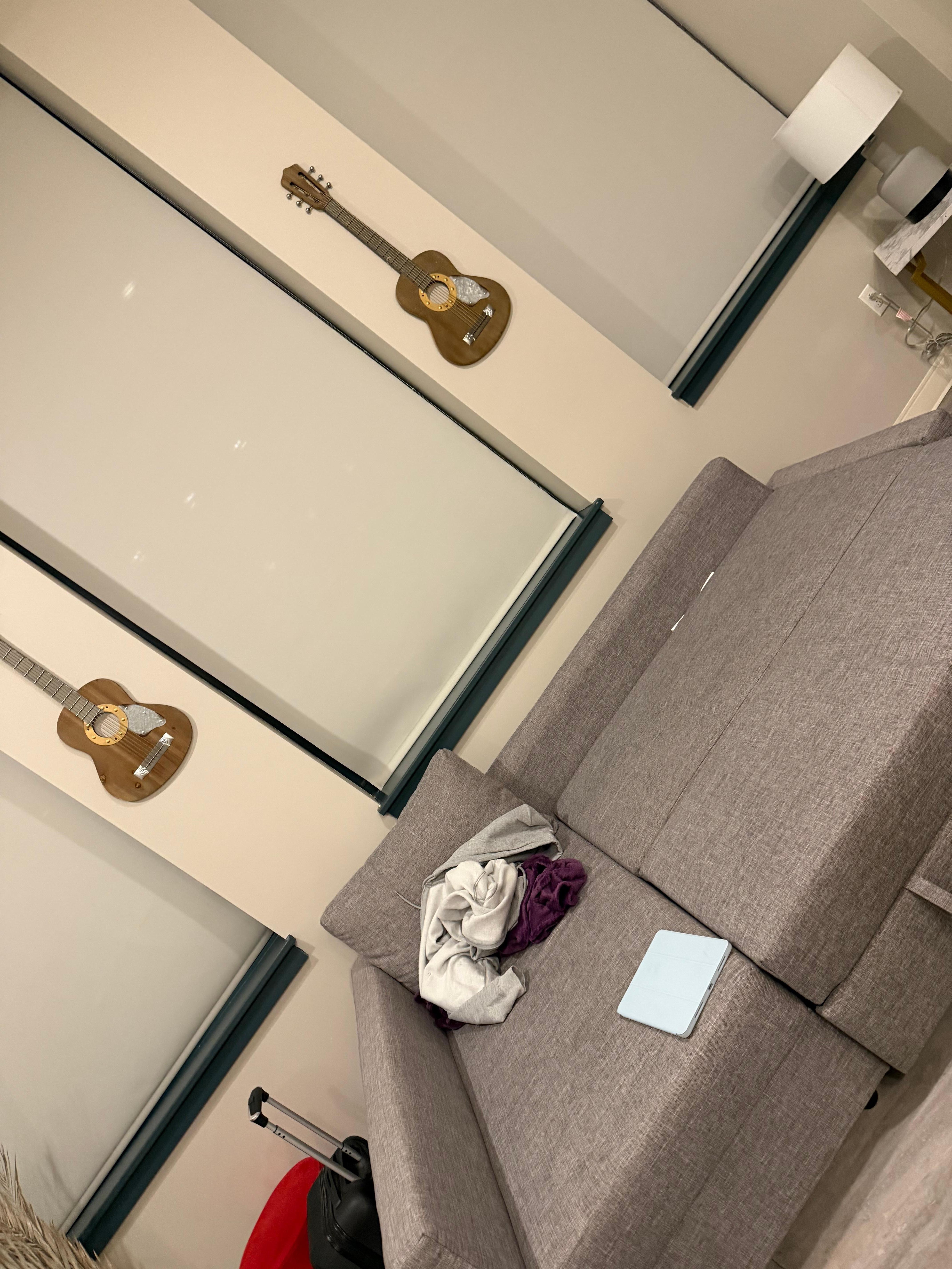 Not a pull out couch as pictured but still accommodating and comfortable 