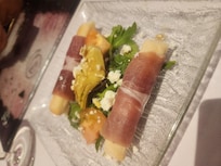 Appetizer from Krystals (ham wrapped on bread)