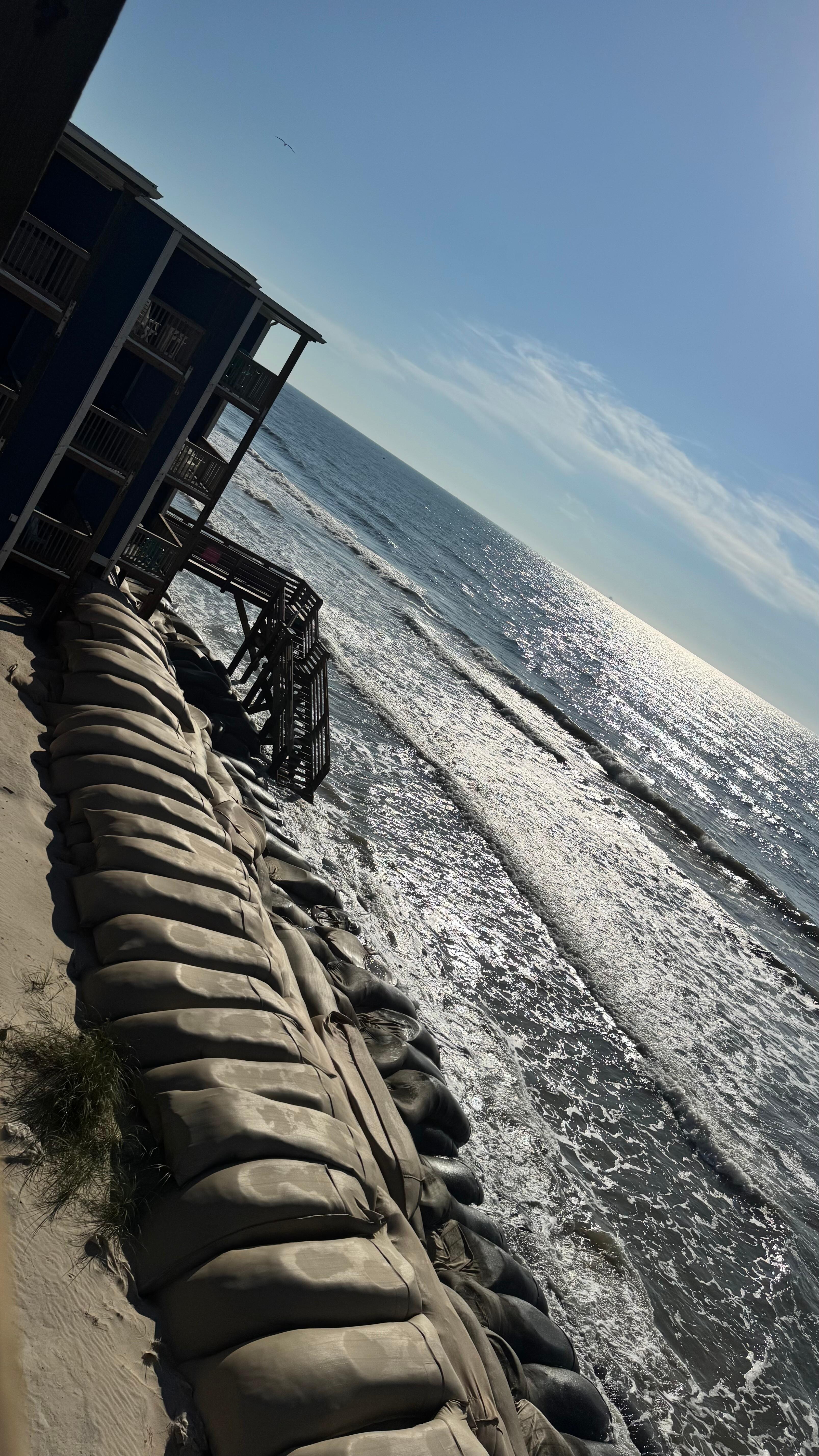 Sandbags on the beach 