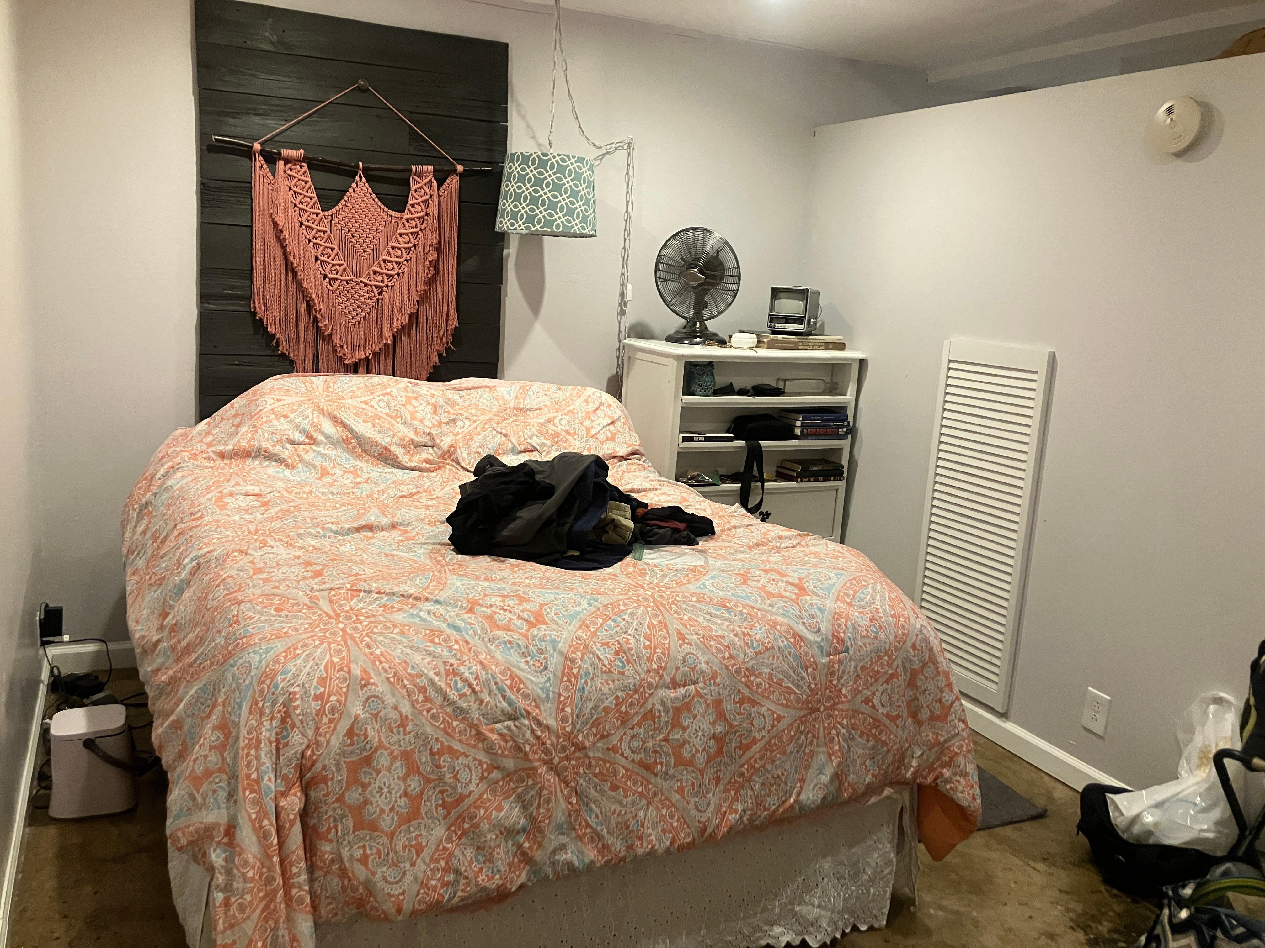 Bedroom at the Artsy Apartment. 