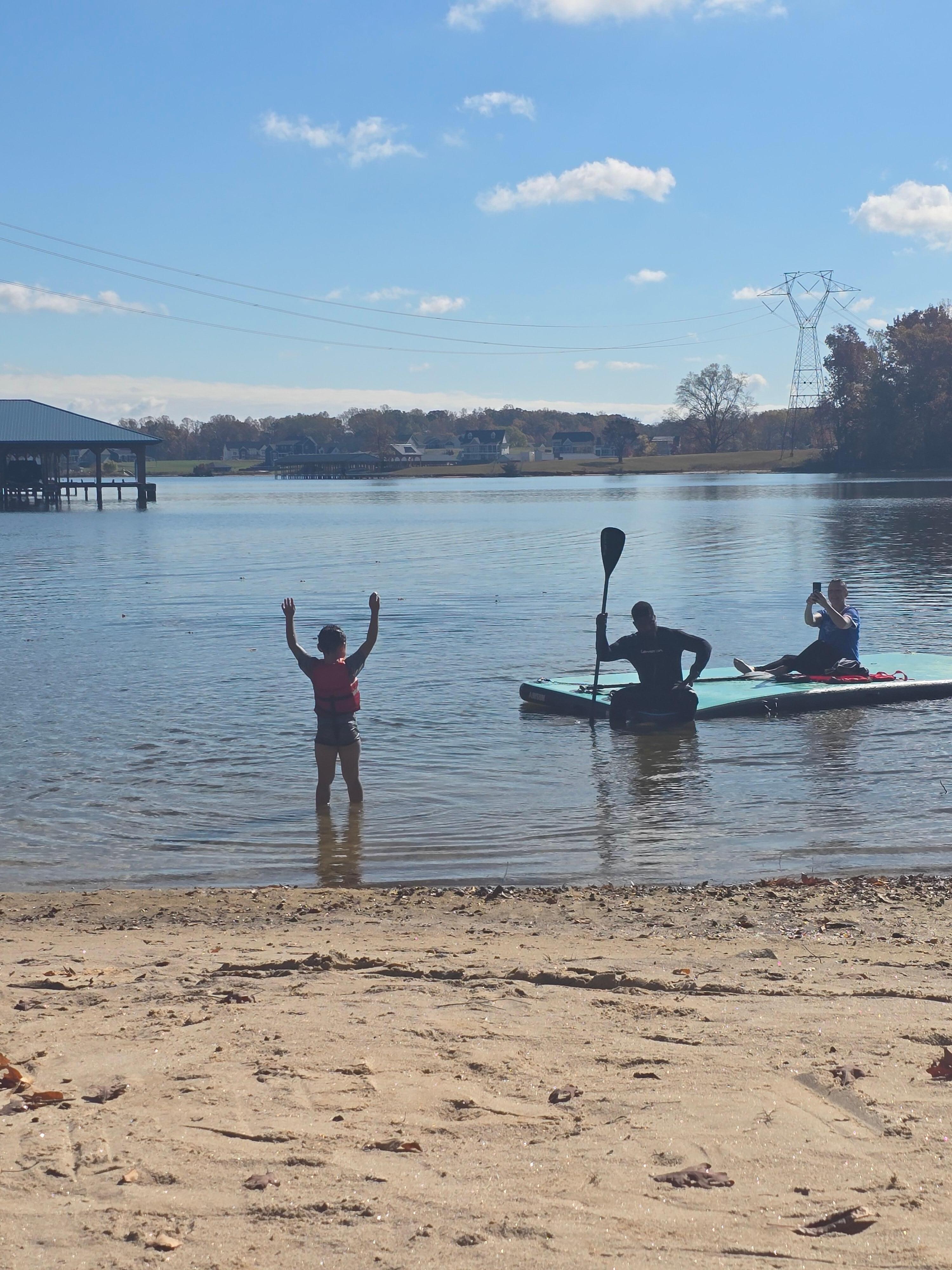 Floating raft was a big hit!
November weather did not keep kids from swimming! 