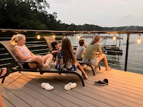 settling into dock for fireworks over lake