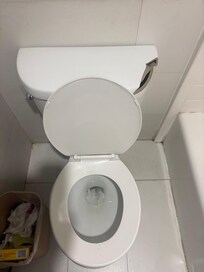 Shattered toilet with sharp edges