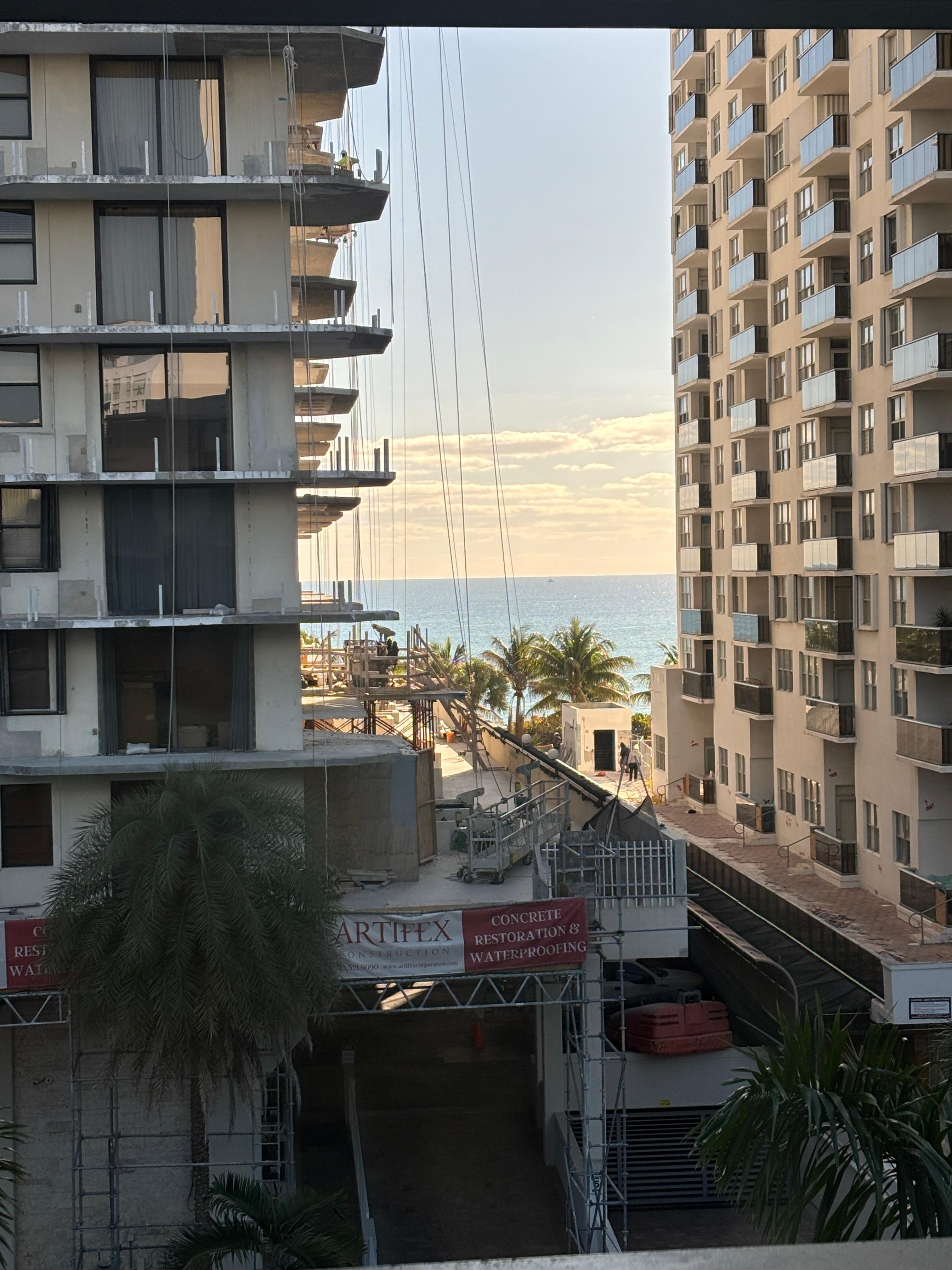 View of the beach from our room