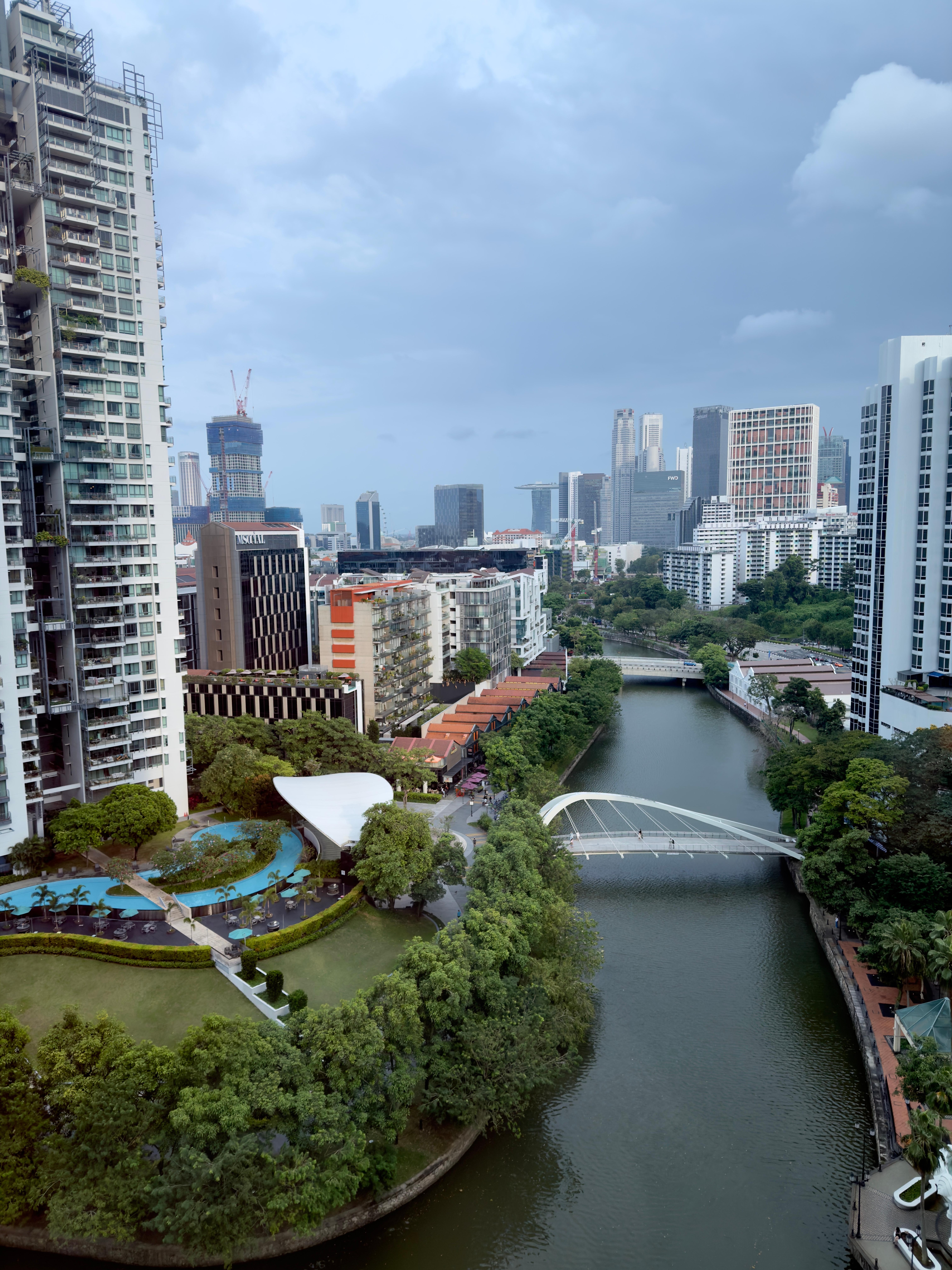 View from the 14th floor room looking down the river