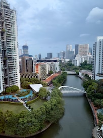 View from the 14th floor room looking down the river