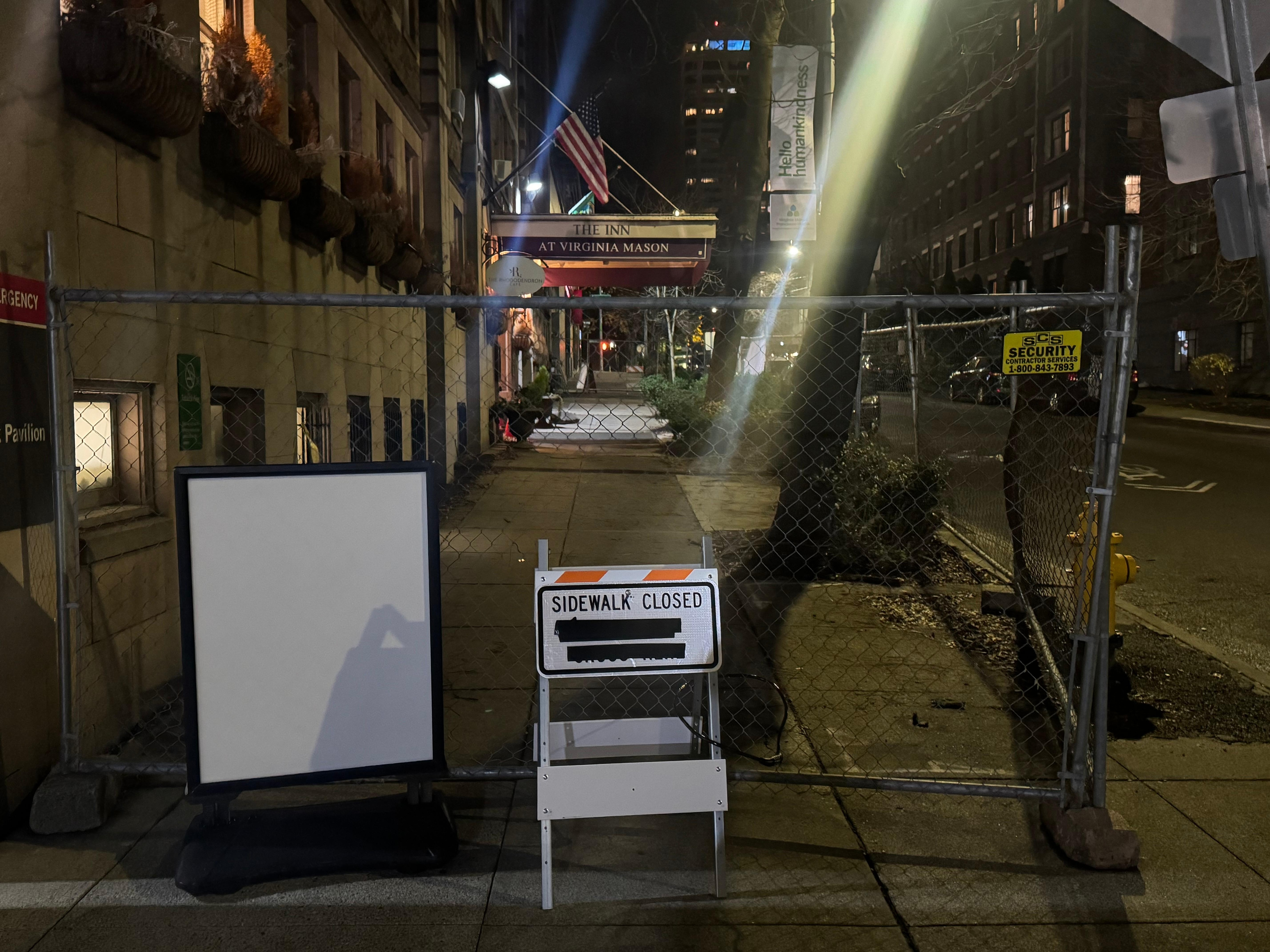 West side of the totally fenced off entrance. 