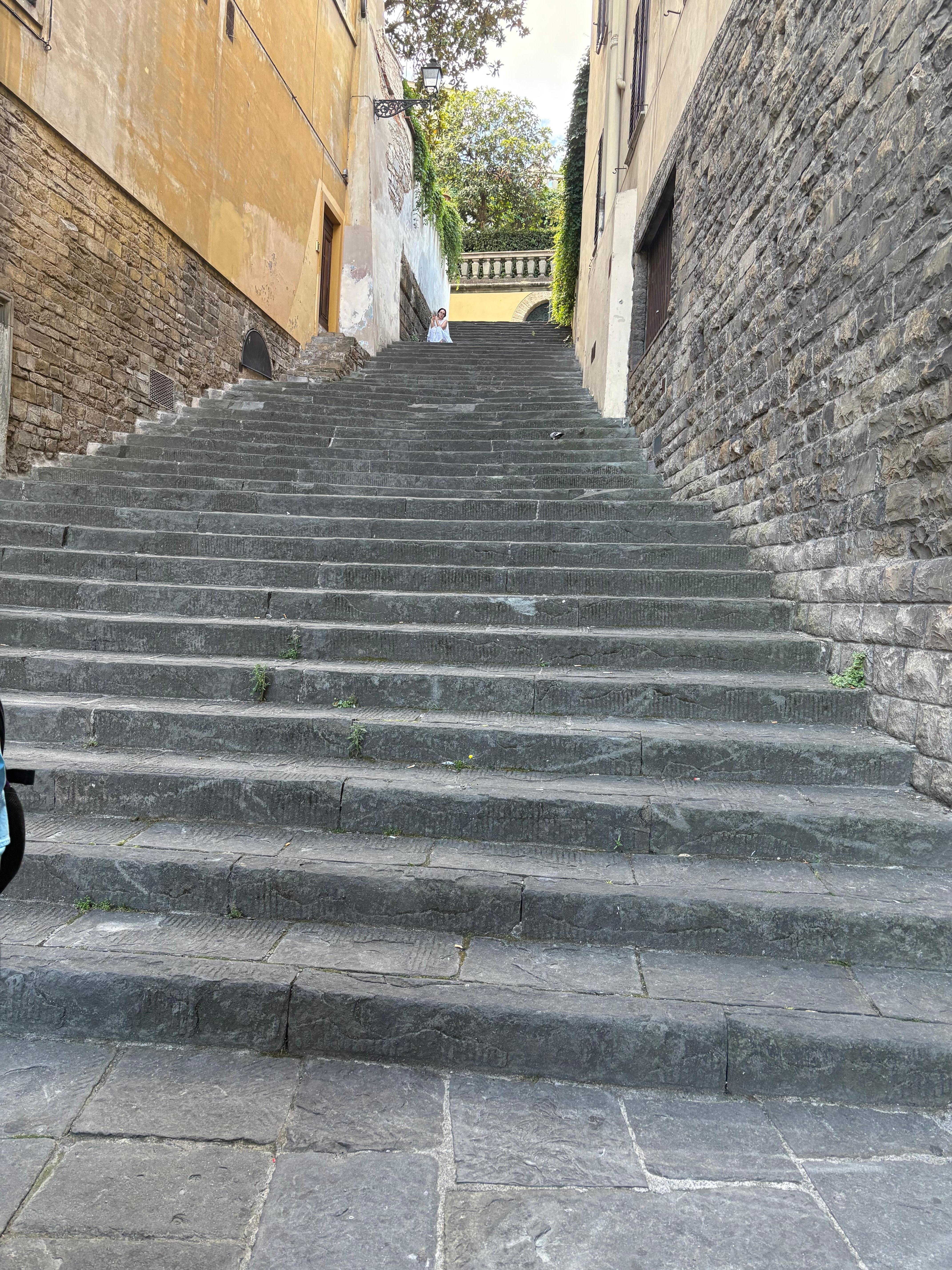 Insane stairs and then a steep hill , taxi will not get you there as there’s construction everywhere 