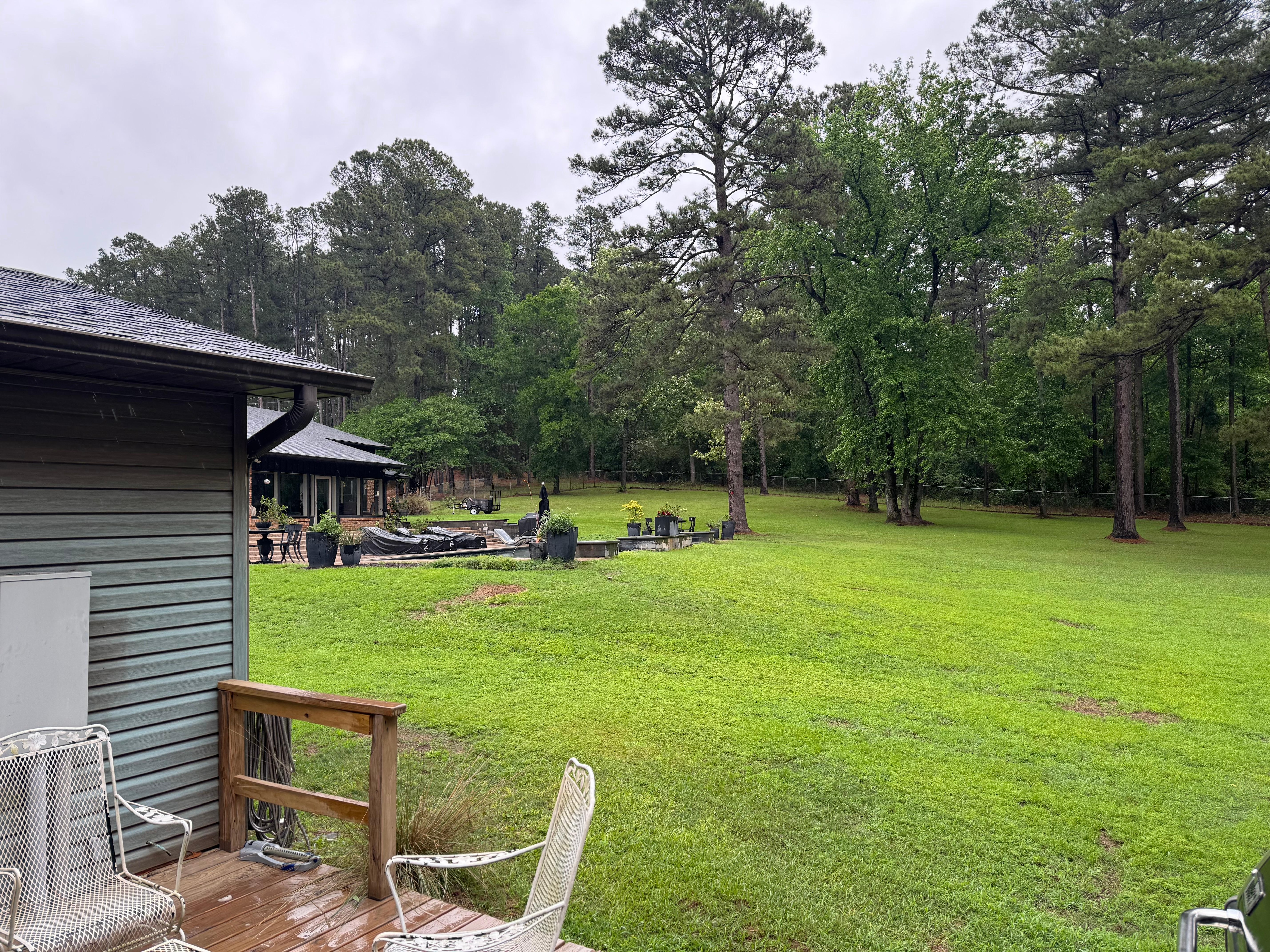 View from bedroom to pool. 