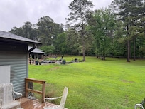 View from bedroom to pool.