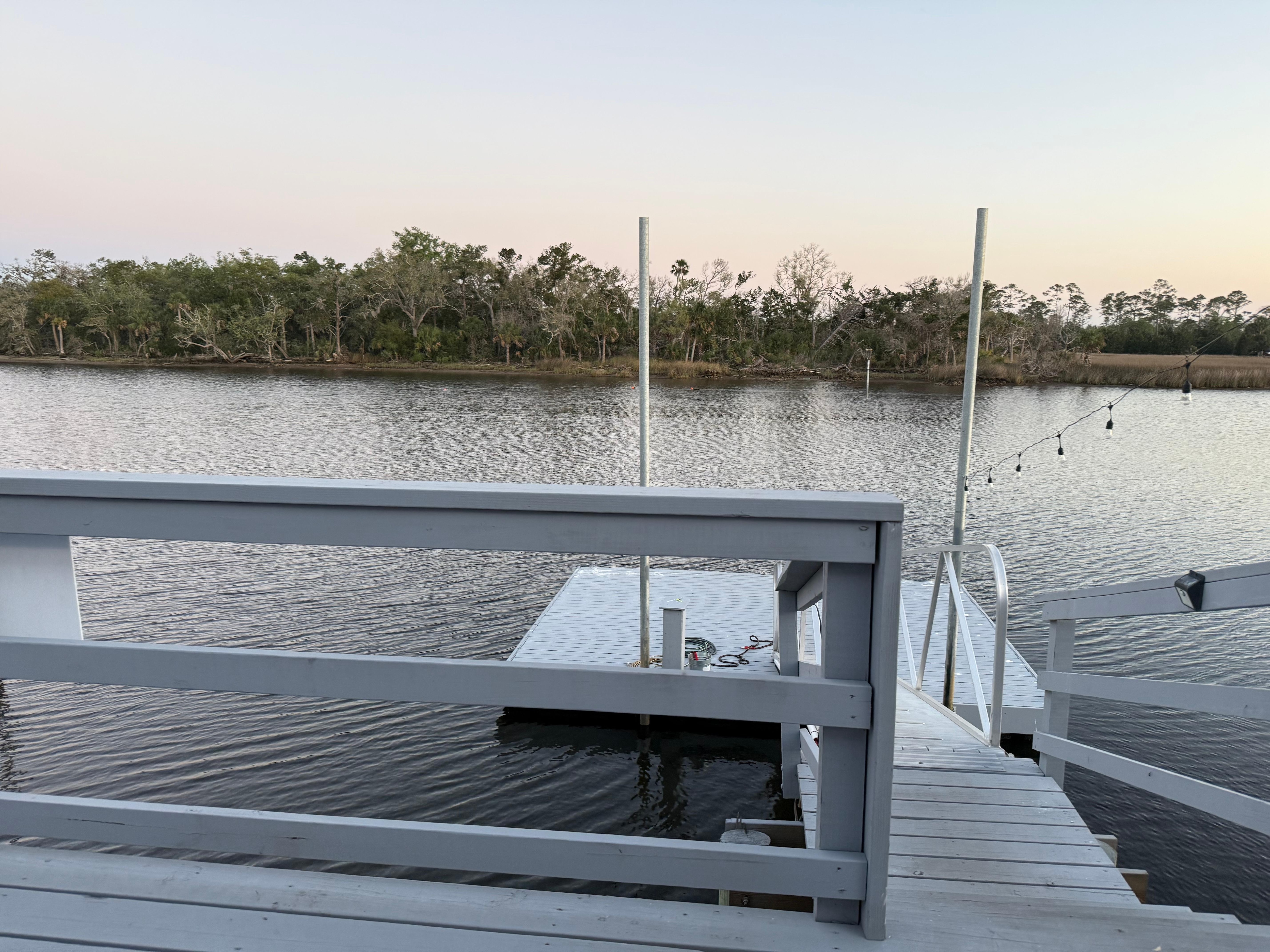 Quiet evening enjoying the deck over the water. 