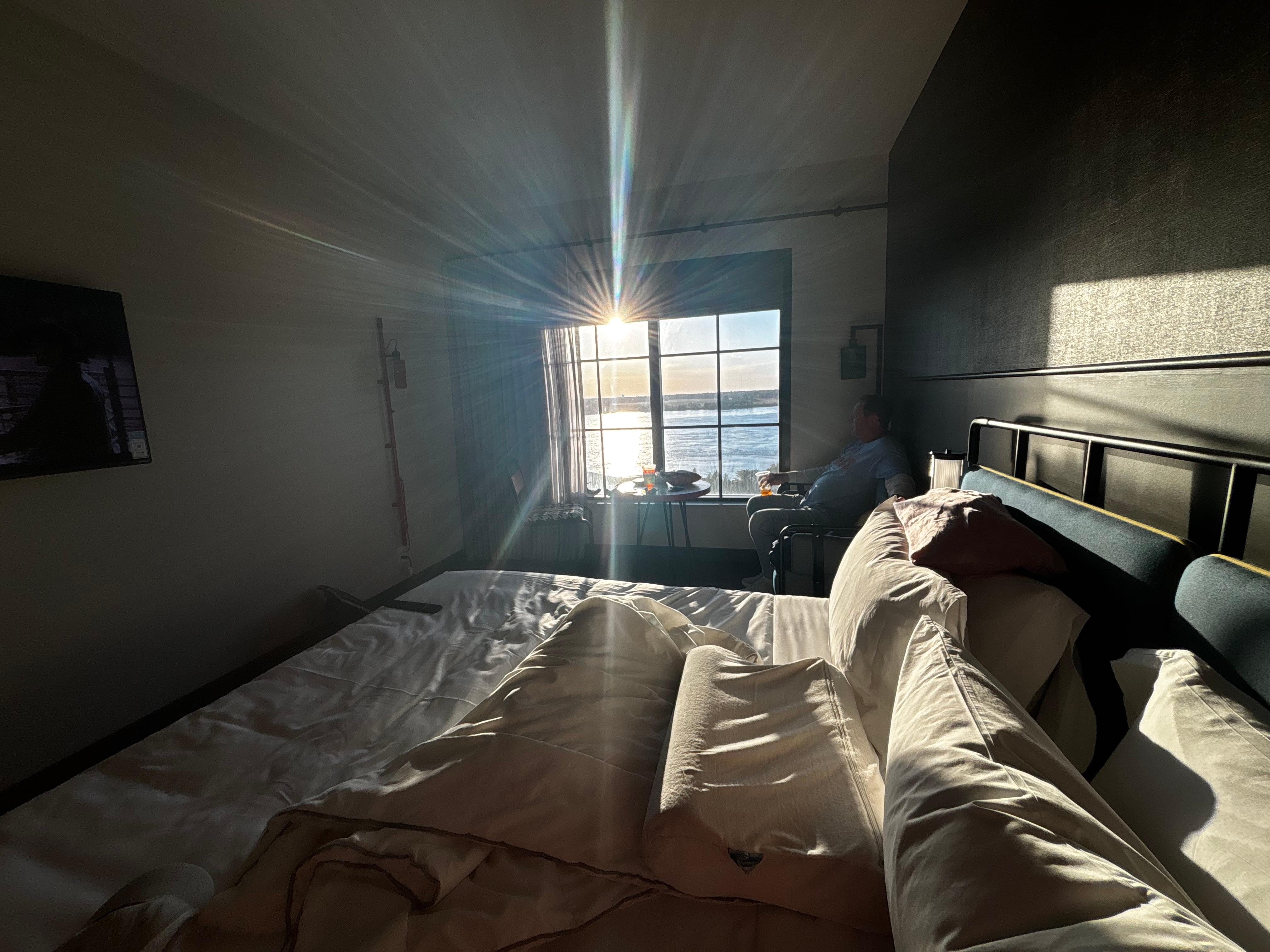 King bed room with amazing river view.  