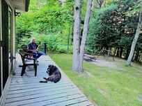 Nice Wrap around porch. Peaceful grilling area in front, scenic "sipping" area in back.