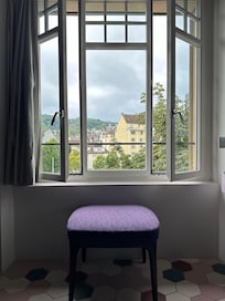 View from the very spacious bathroom.