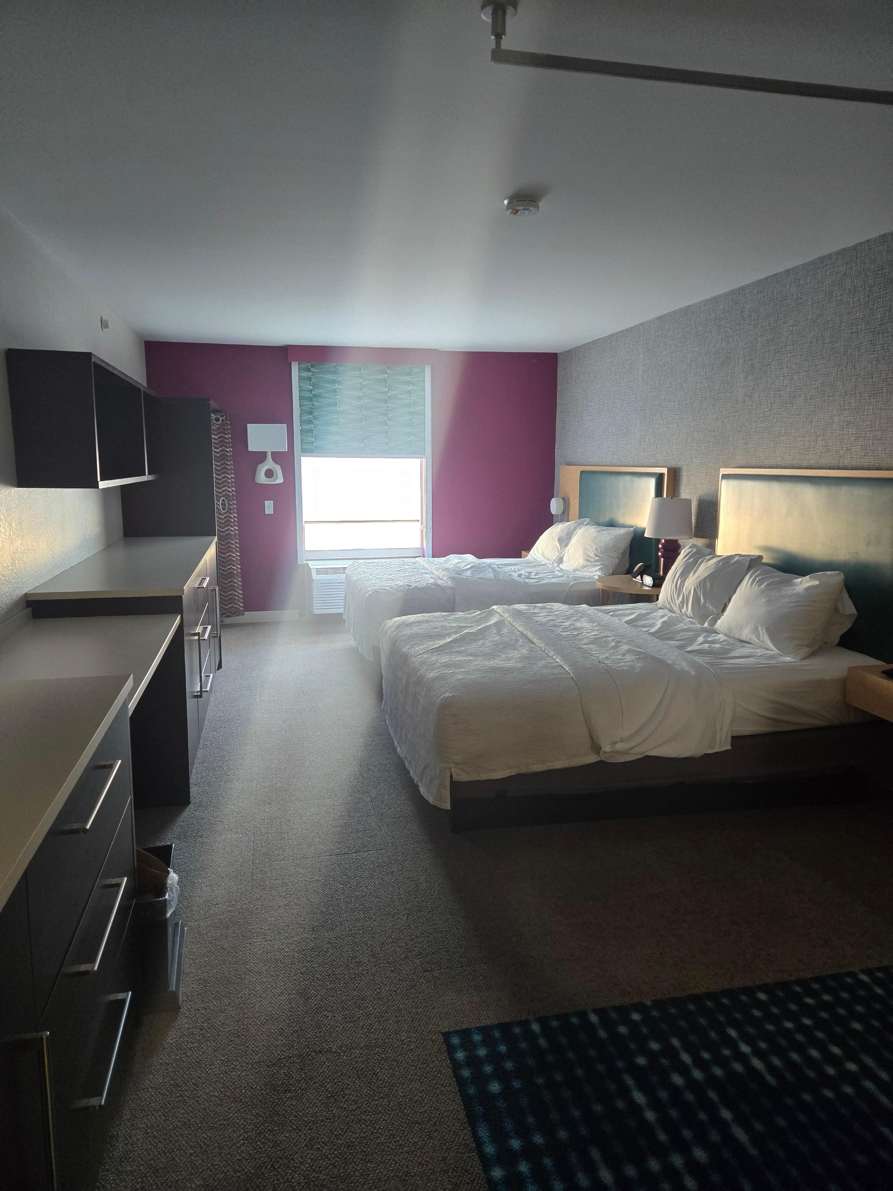 The beds we slept in, so they are not made as when we arrived. 