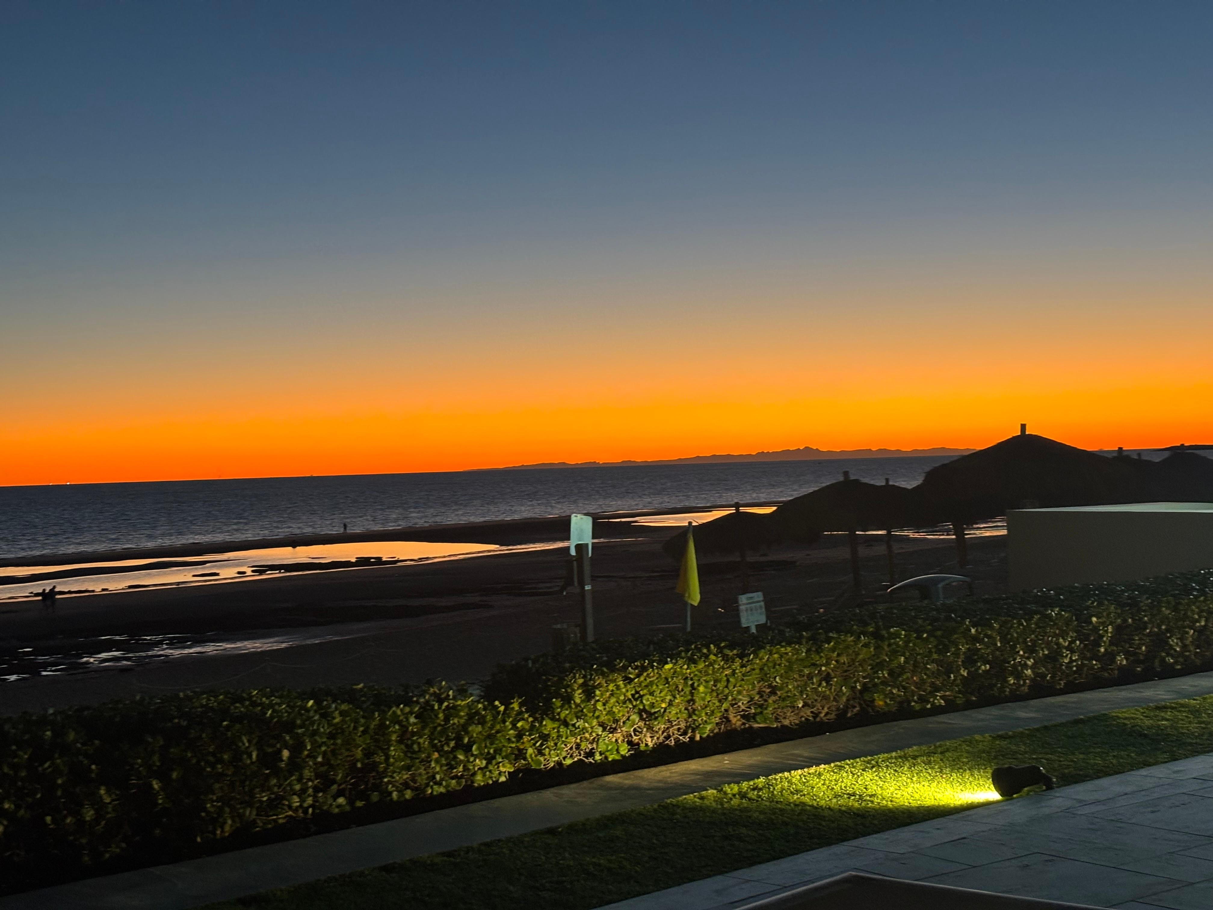 Sunset by the pool