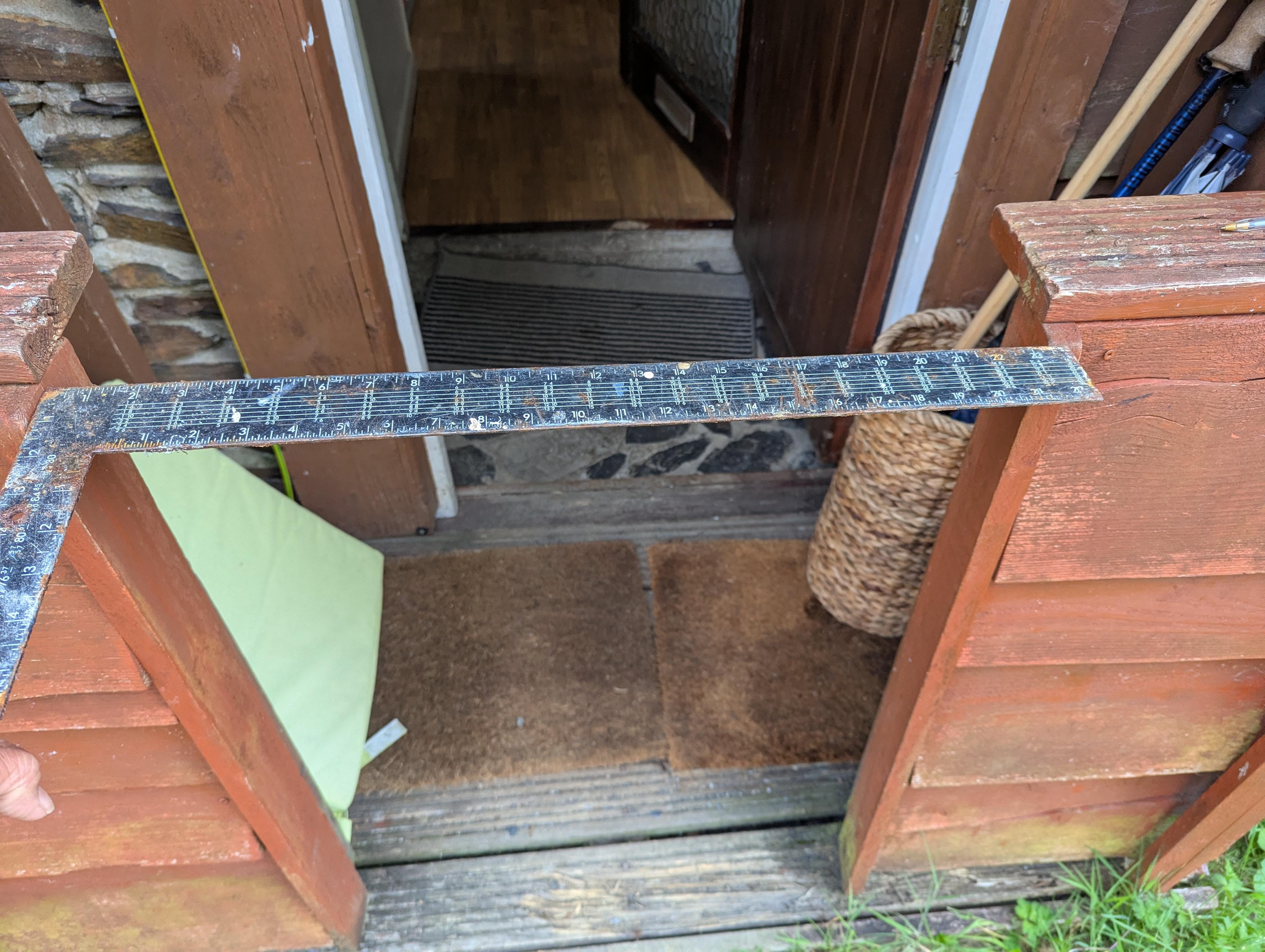 Entrance not wheelchair accessible. Porch measured 23.5 inches and standard wheelchair is 25 inches. 