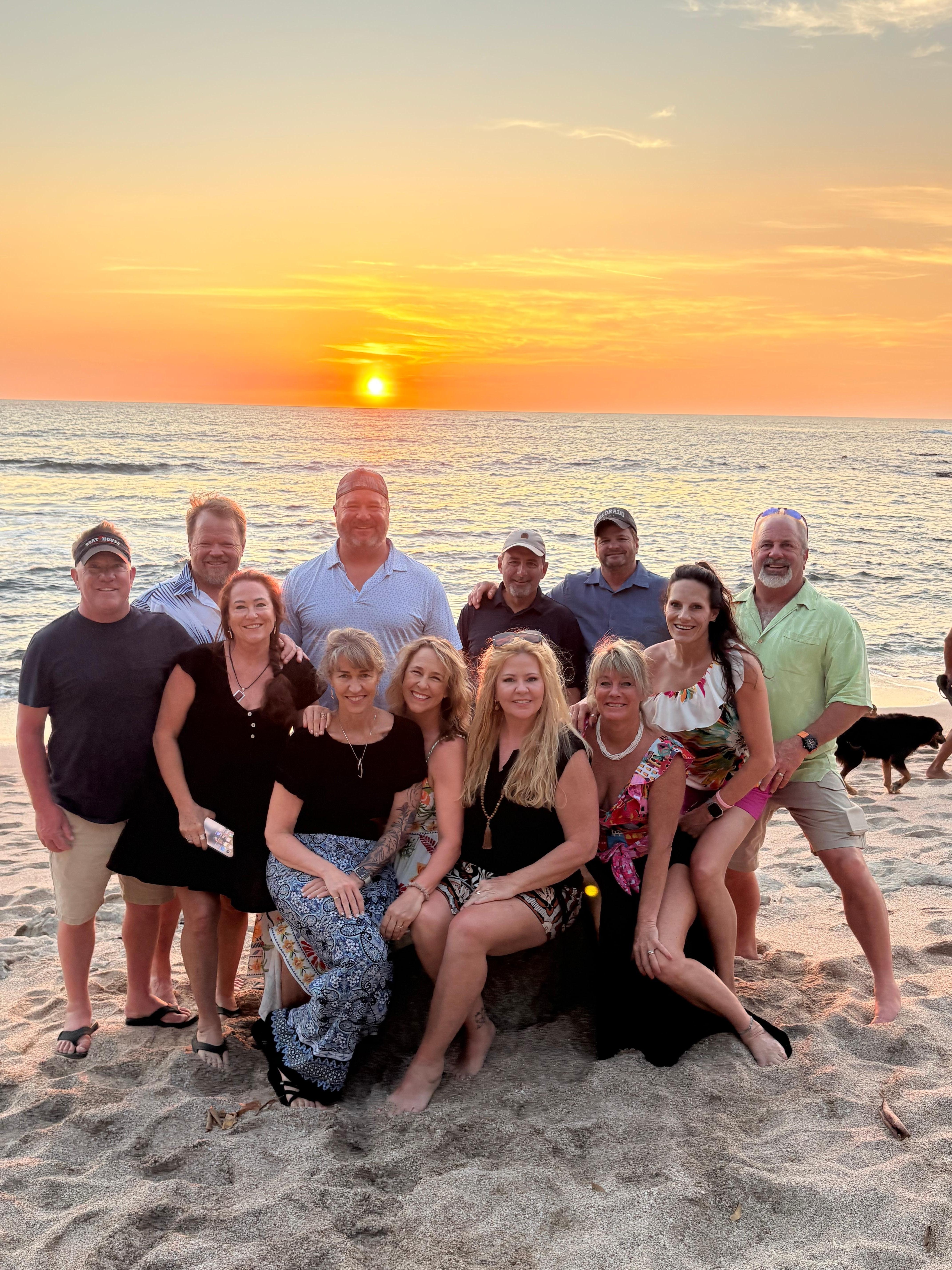 The sunset right on the beach outside the property