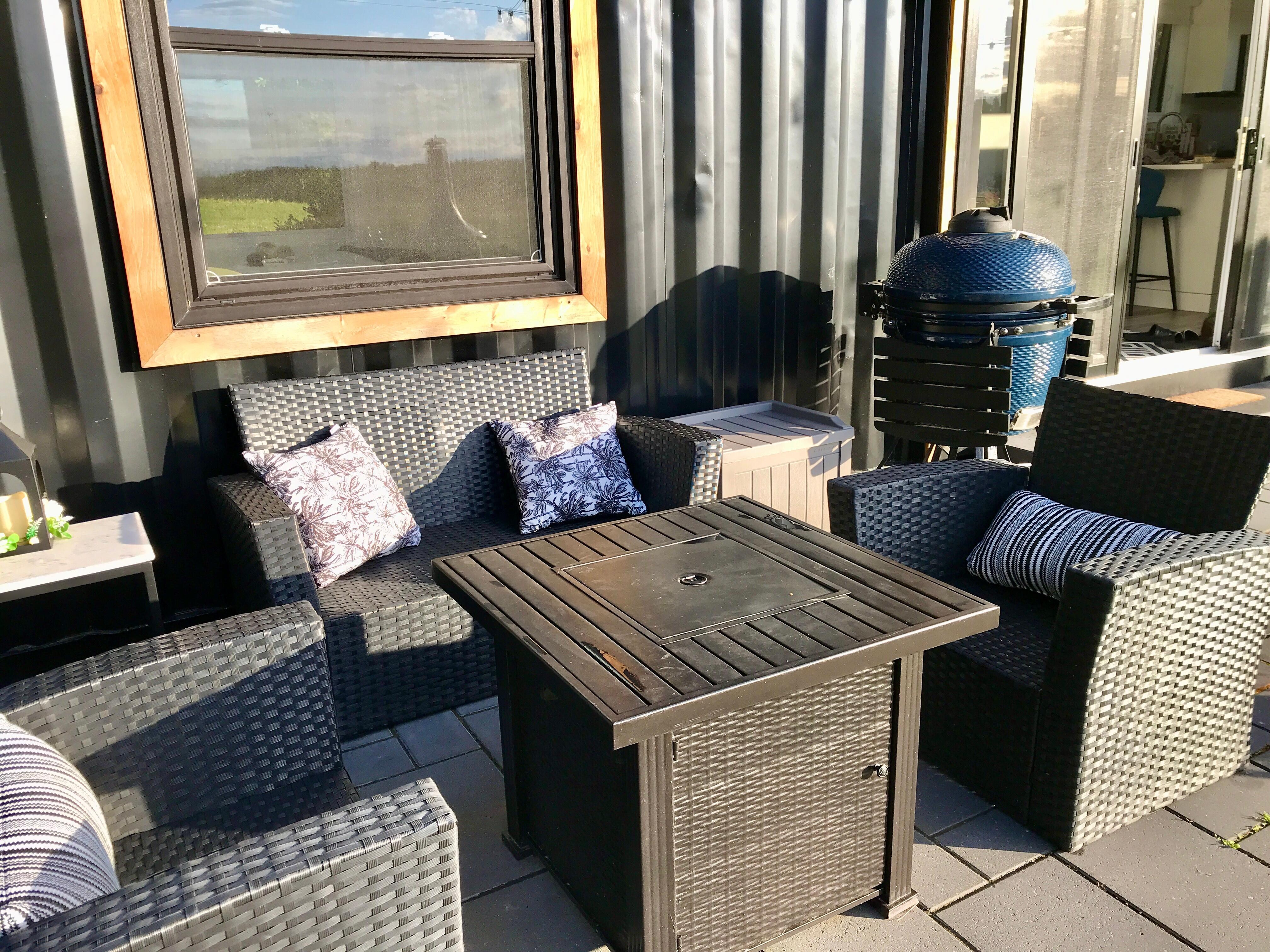 Comfortable seating inside and out.