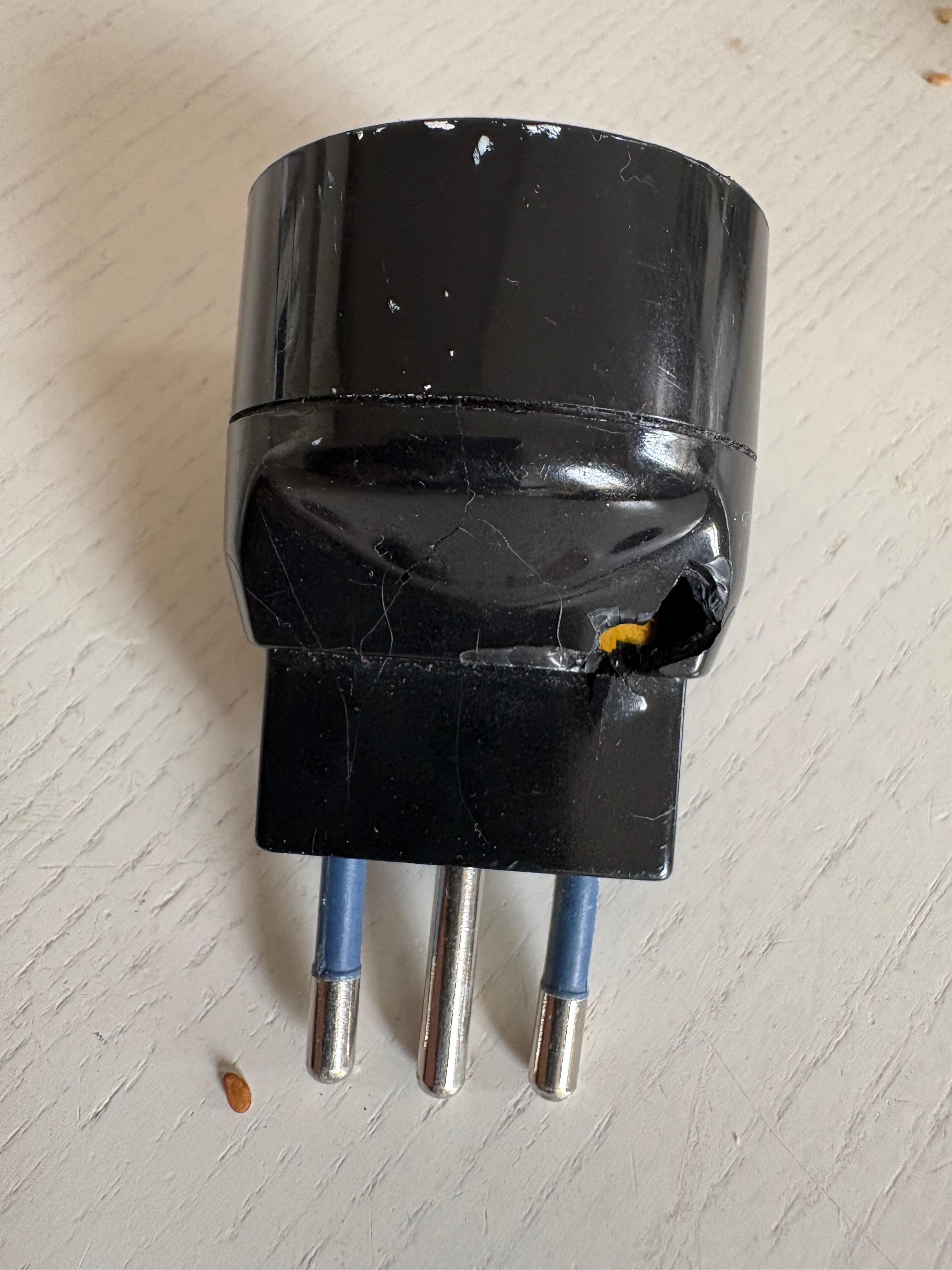 Last day, the converter we were given to use for kitchen appliances turned out to be a fire hazard. 