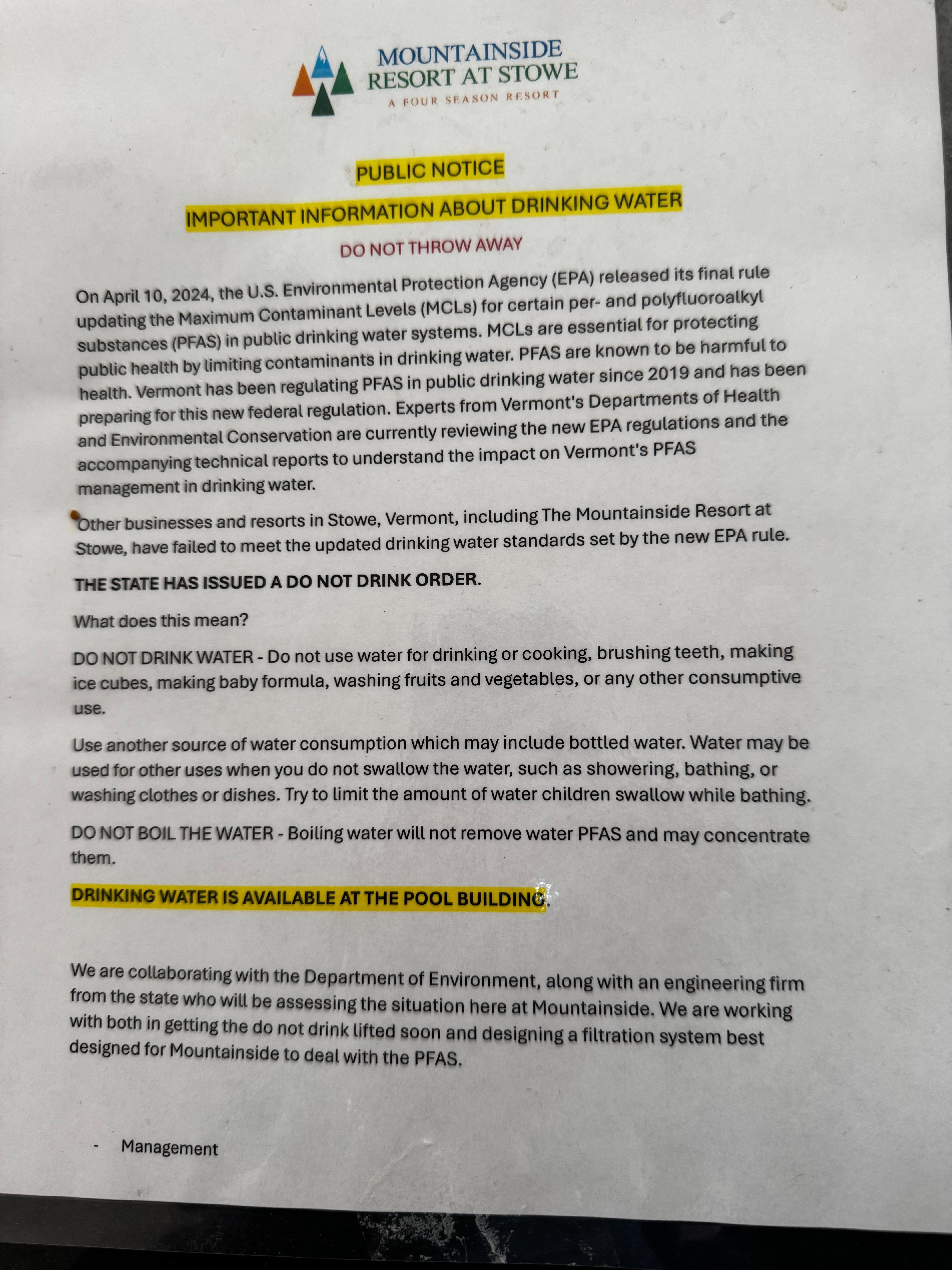 The sign we found on the fridge. 