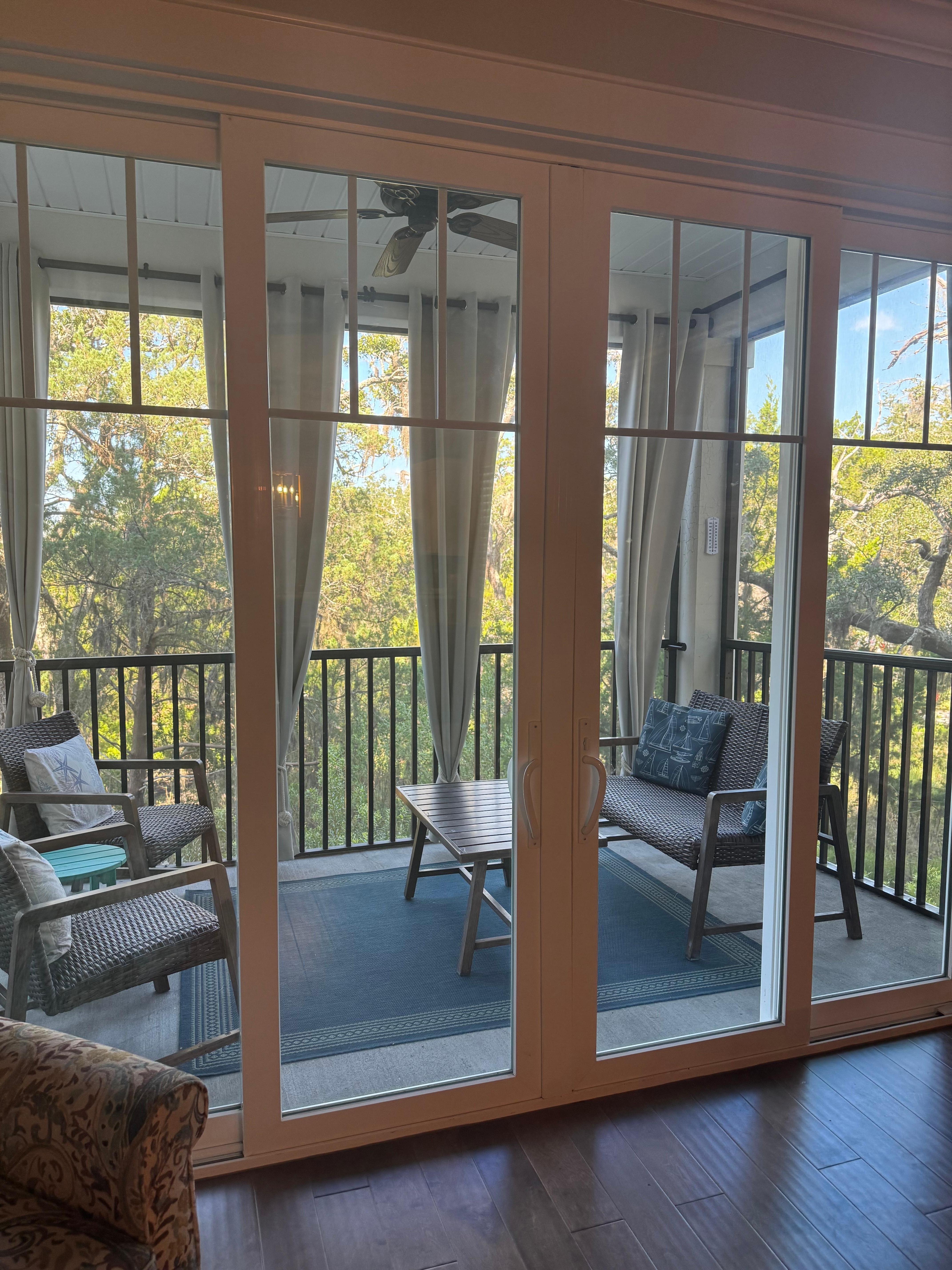 The screened porch was enjoyed frequently 