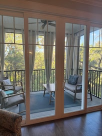 The screened porch was enjoyed frequently