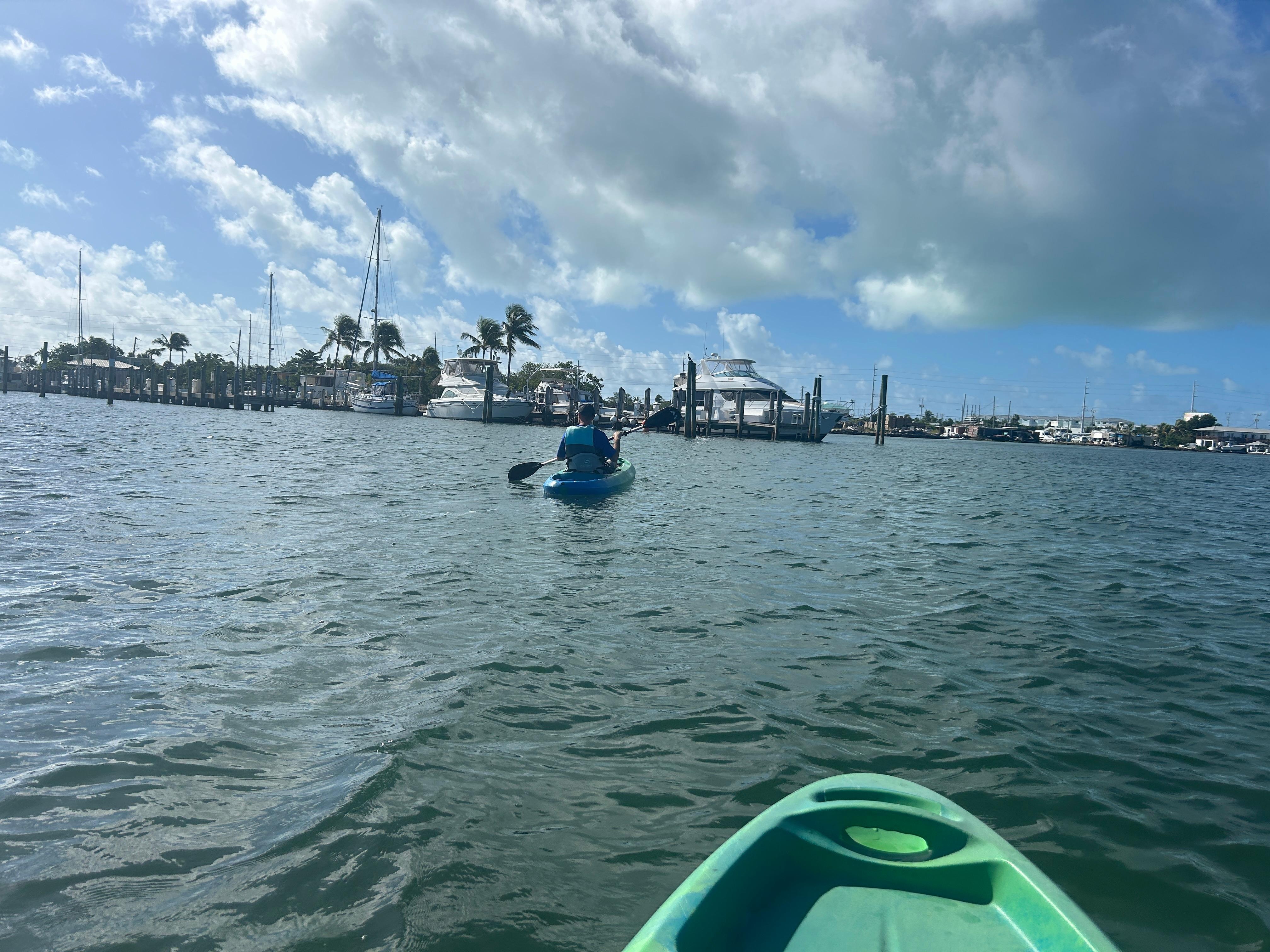 Kayaking in front of our apartment