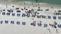 Looking down at beach from the balcony
