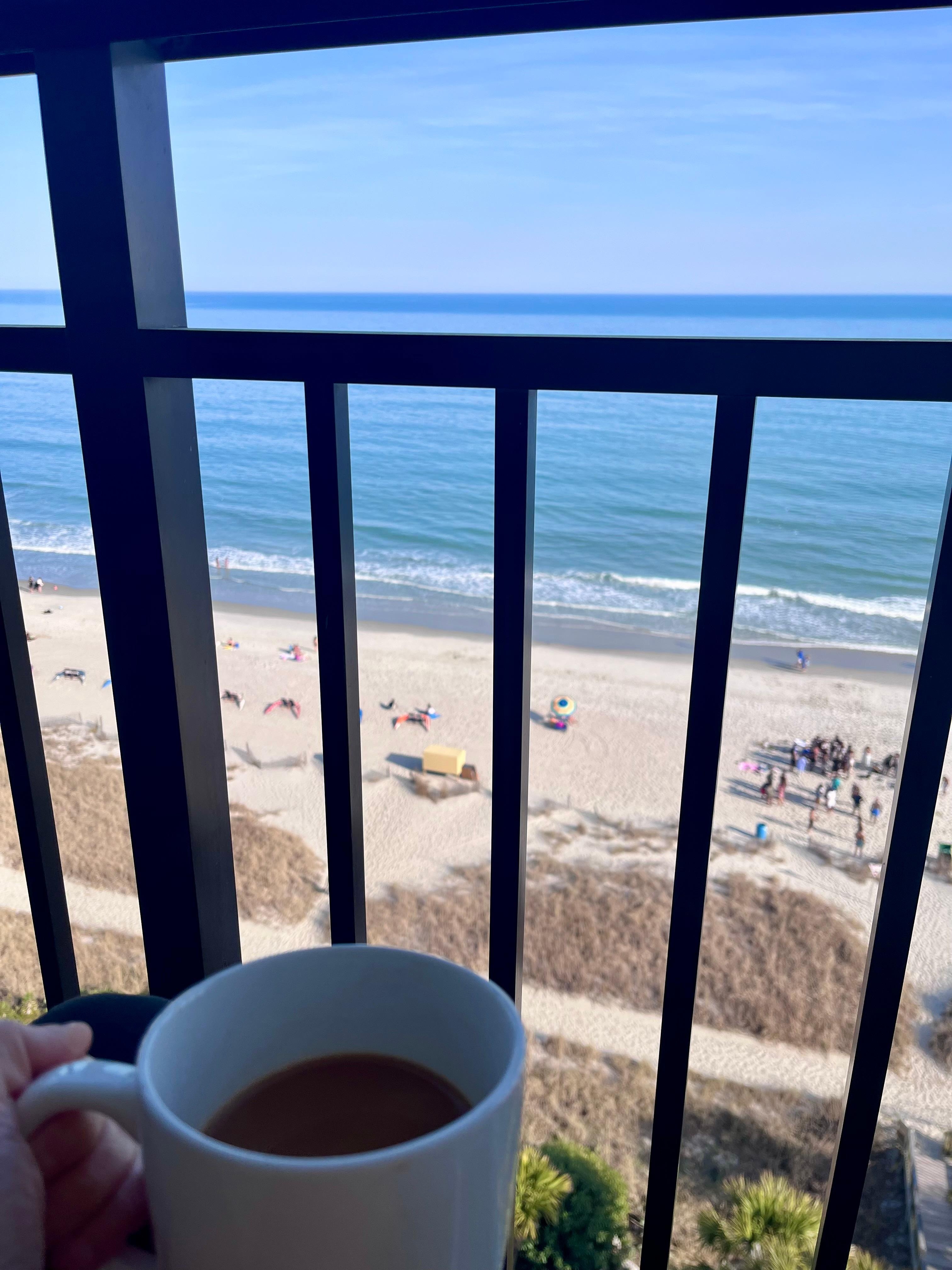 Coffee on the balcony.