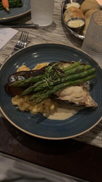 Dinner from the restaurant. Mac and cheese, lobster and asparagus! The picture doesn’t do it justice. This meal was so good!!!