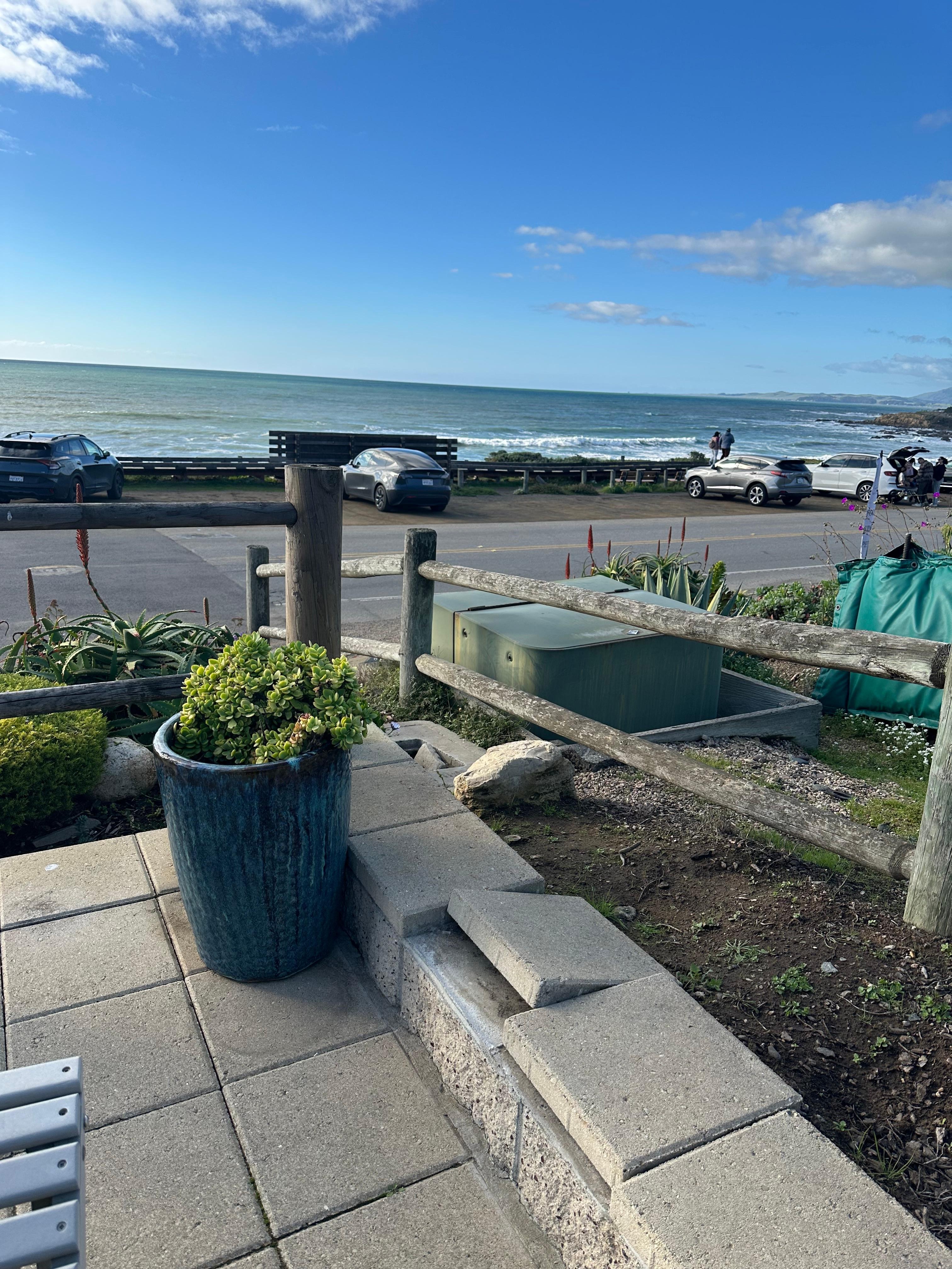 Ocean view from side patio. Great spot to watch sunsets!