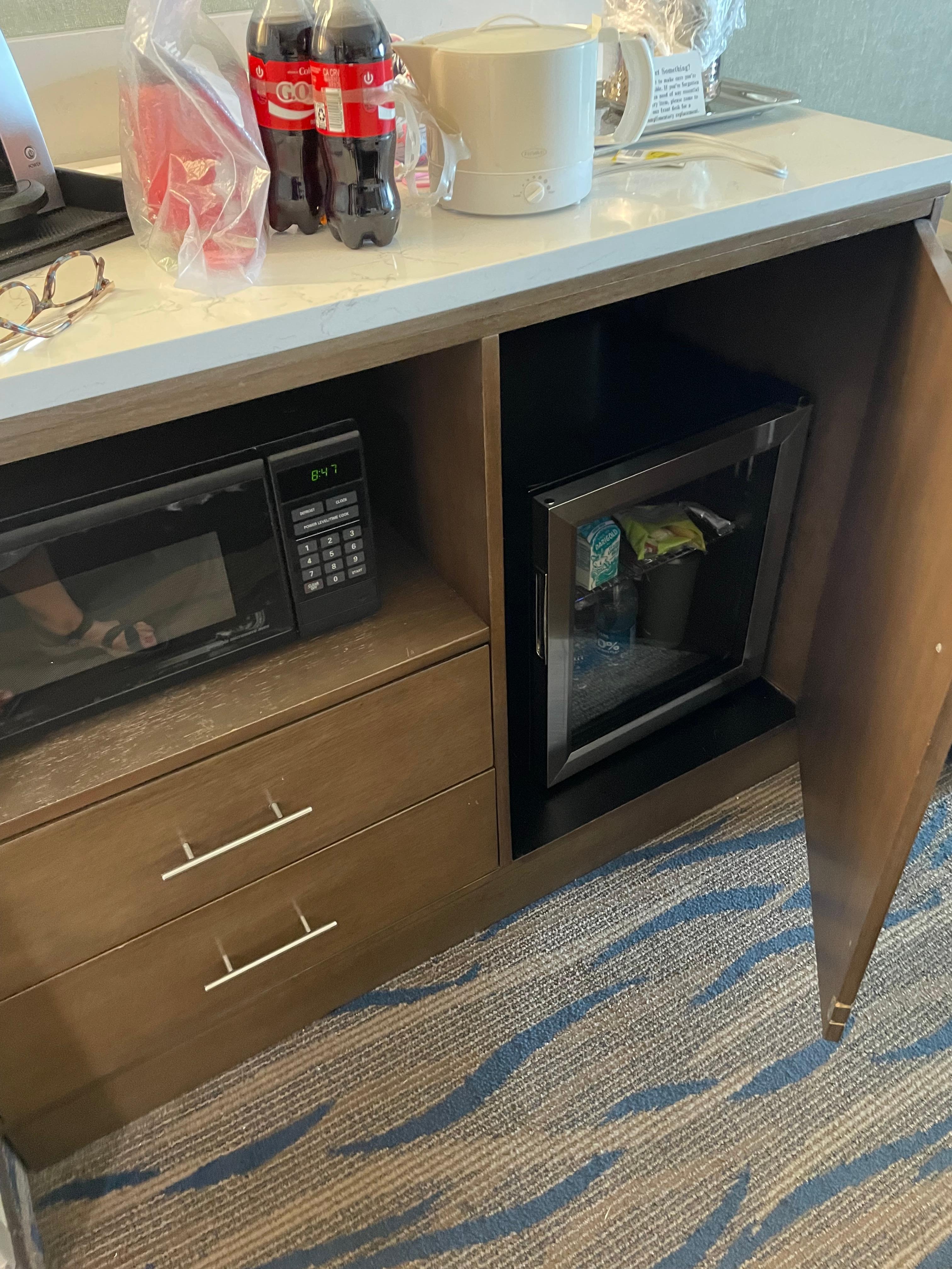 Microwave and mini refrigerator