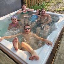 The littles loved the hot tub and pool!