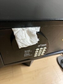 Tissues jammed into the safe?