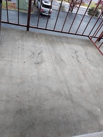 Broken concrete on the balcony